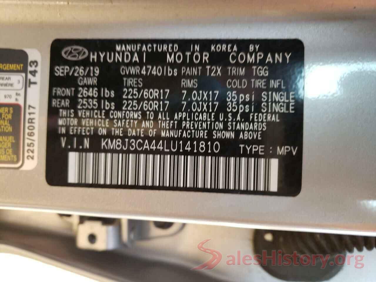 KM8J3CA44LU141810 2020 HYUNDAI TUCSON