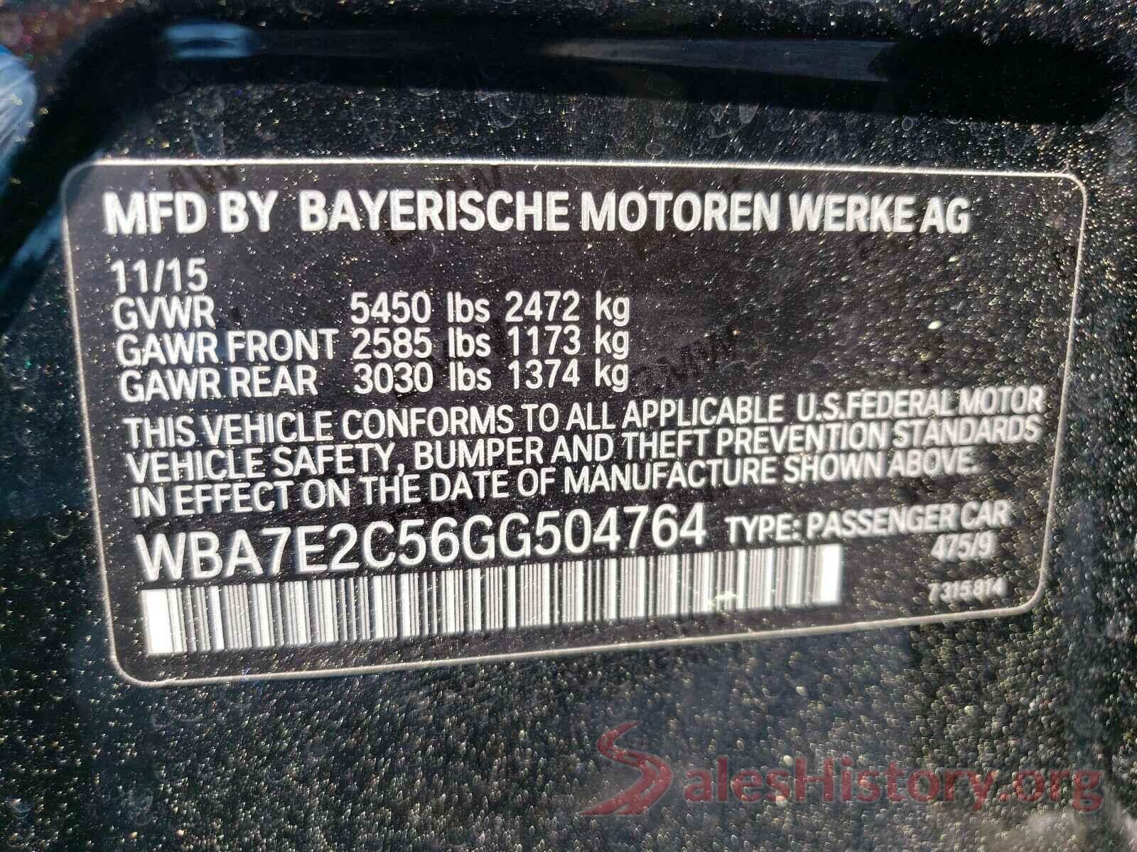 WBA7E2C56GG504764 2016 BMW 7 SERIES