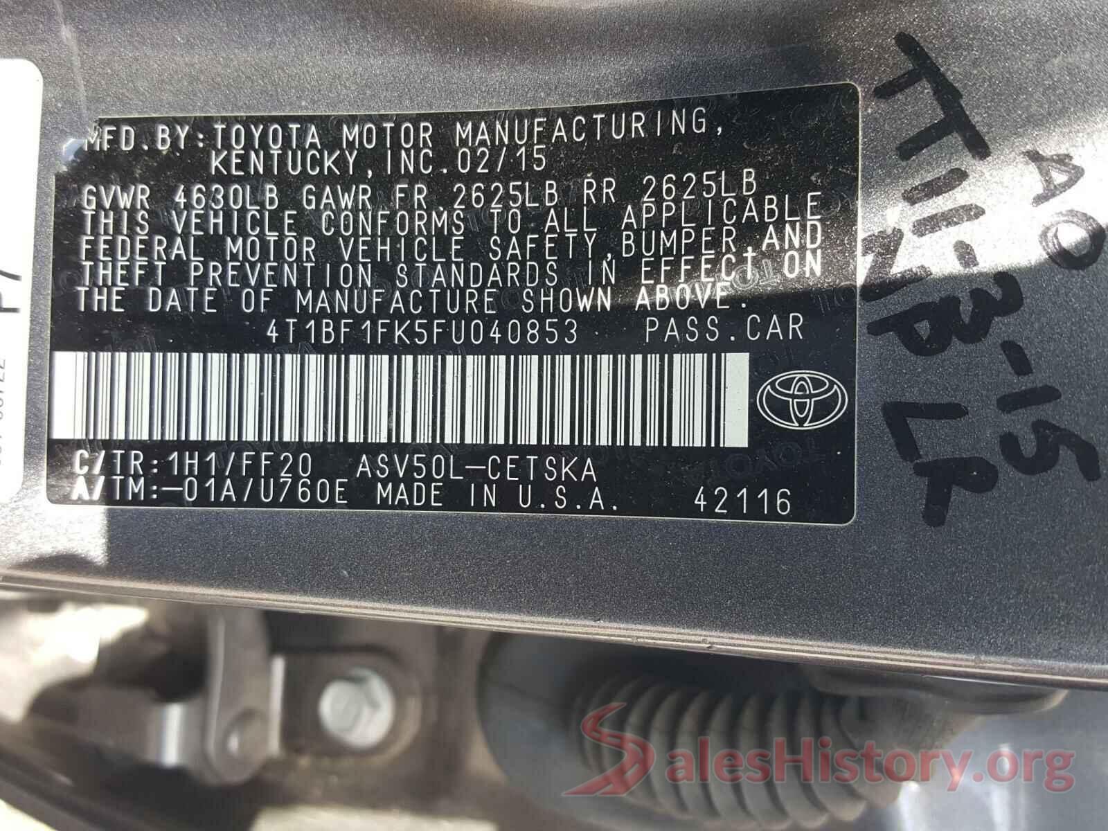 4T1BF1FK5FU040853 2015 TOYOTA CAMRY