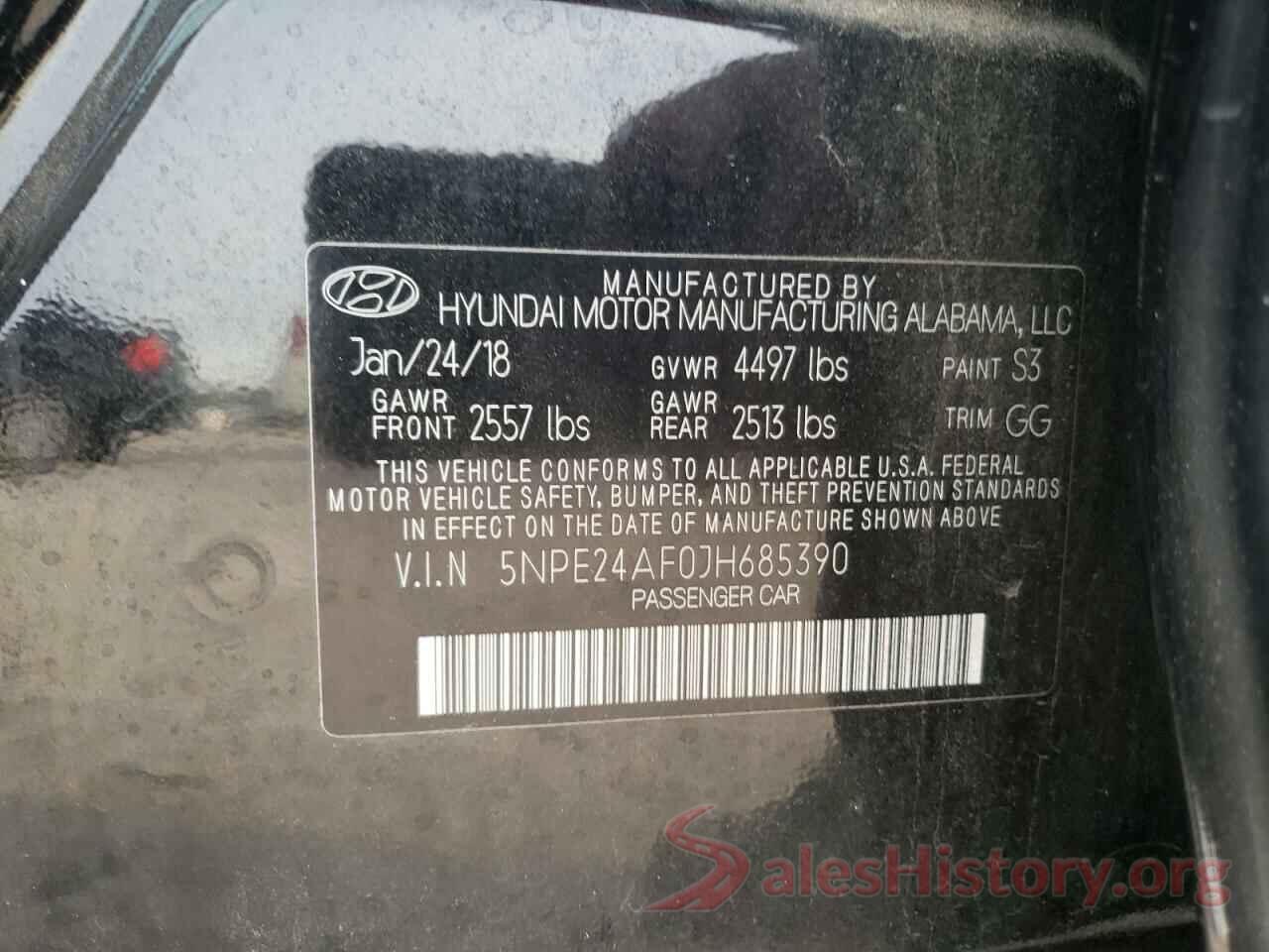 5NPE24AF0JH685390 2018 HYUNDAI SONATA