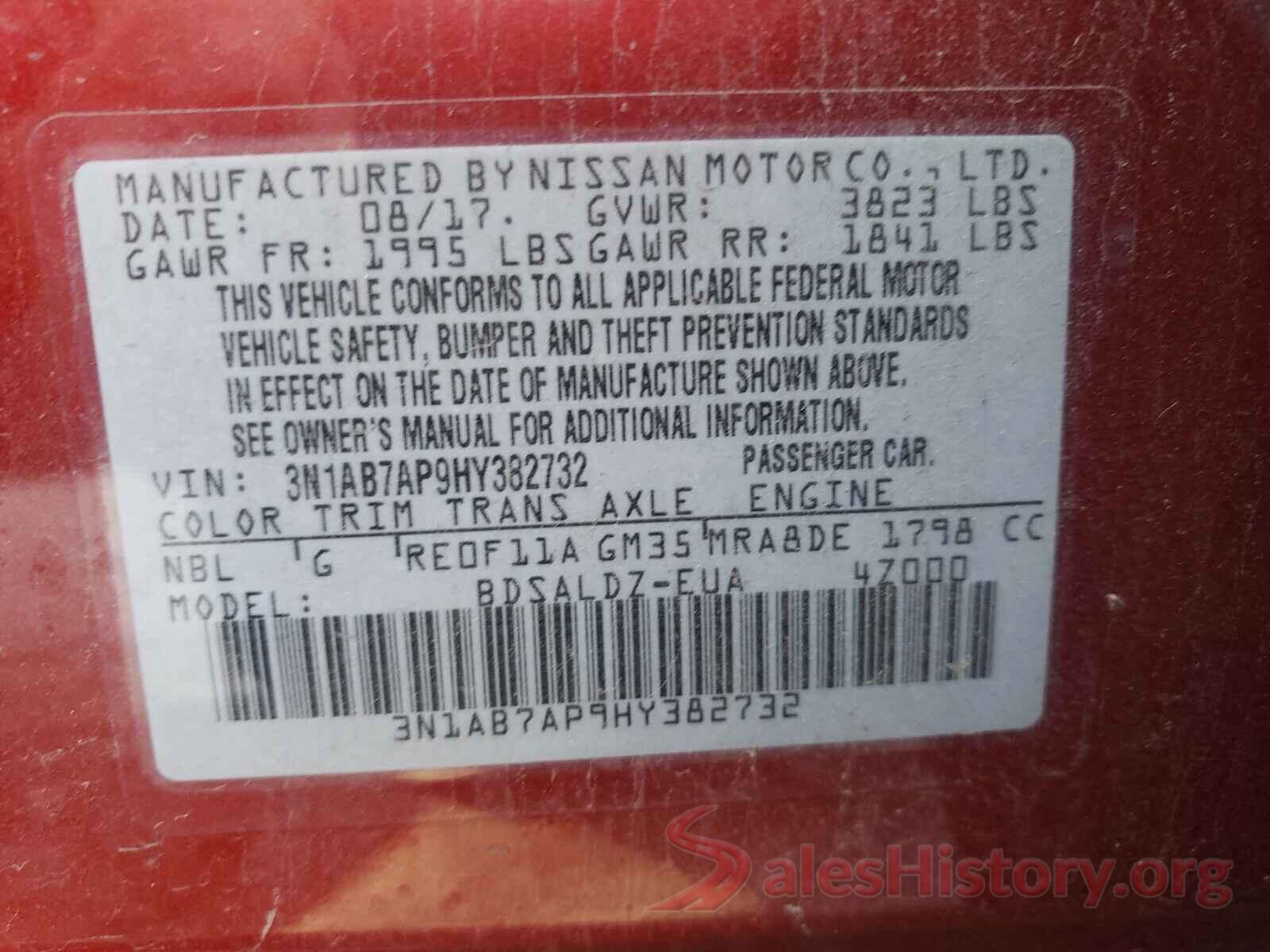 3N1AB7AP9HY382732 2017 NISSAN SENTRA