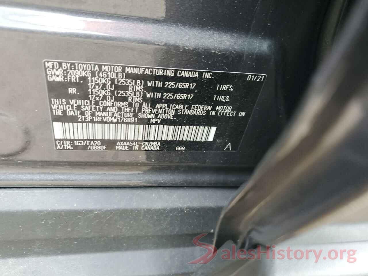 2T3P1RFV0MW176891 2021 TOYOTA RAV4