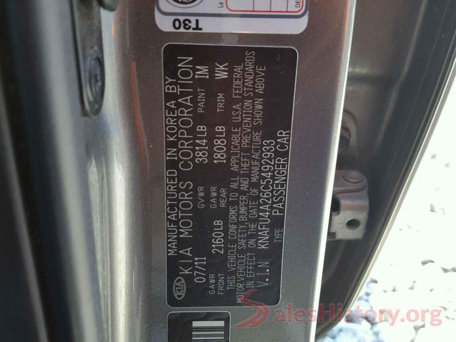 KNAFU4A26C5492933 2012 KIA FORTE