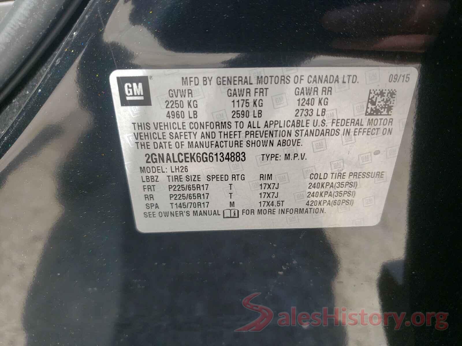 2GNALCEK6G6134883 2016 CHEVROLET EQUINOX