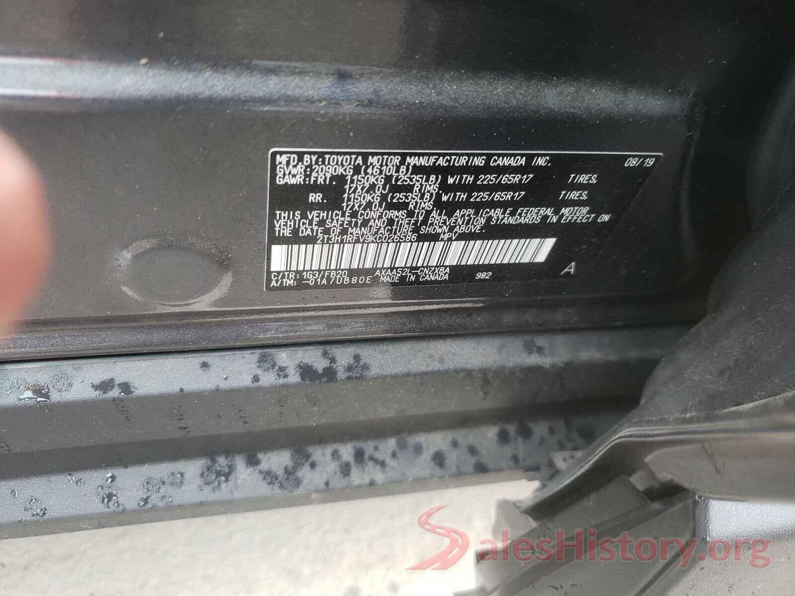 2T3H1RFV9KC026586 2019 TOYOTA RAV4