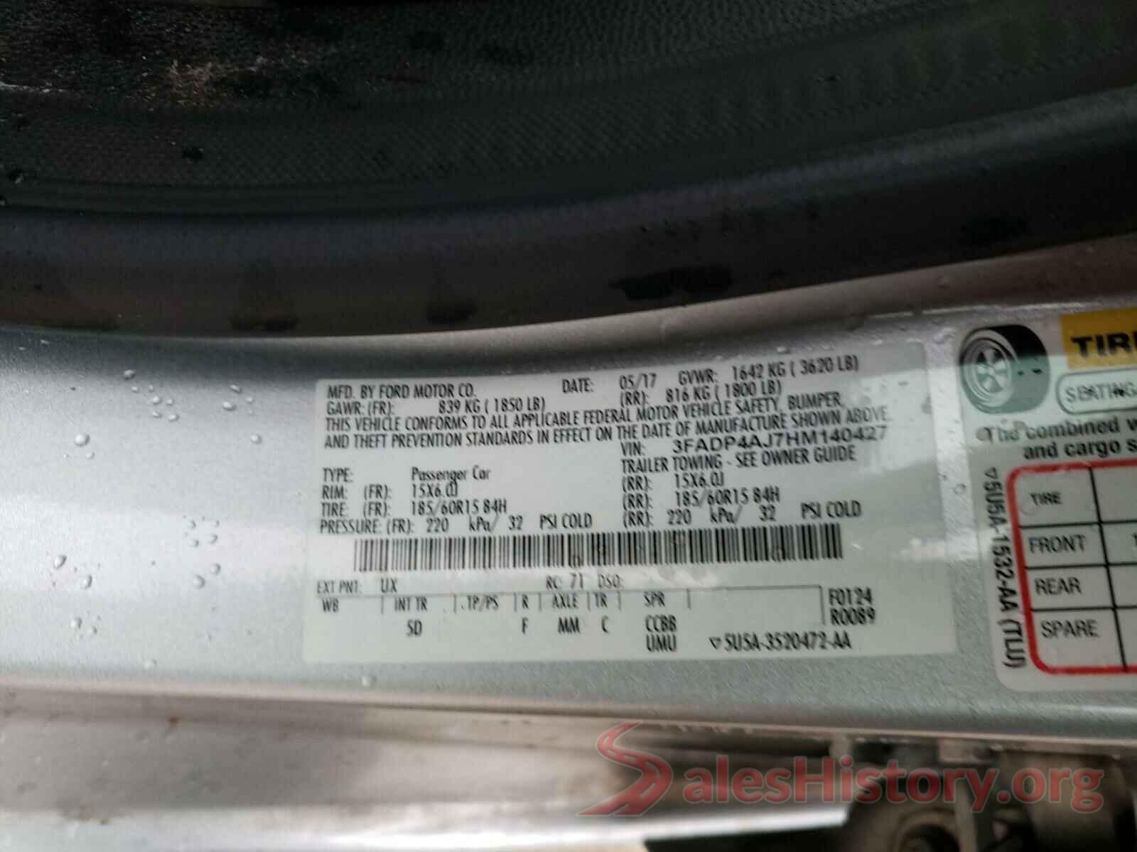 3FADP4AJ7HM140427 2017 FORD FIESTA