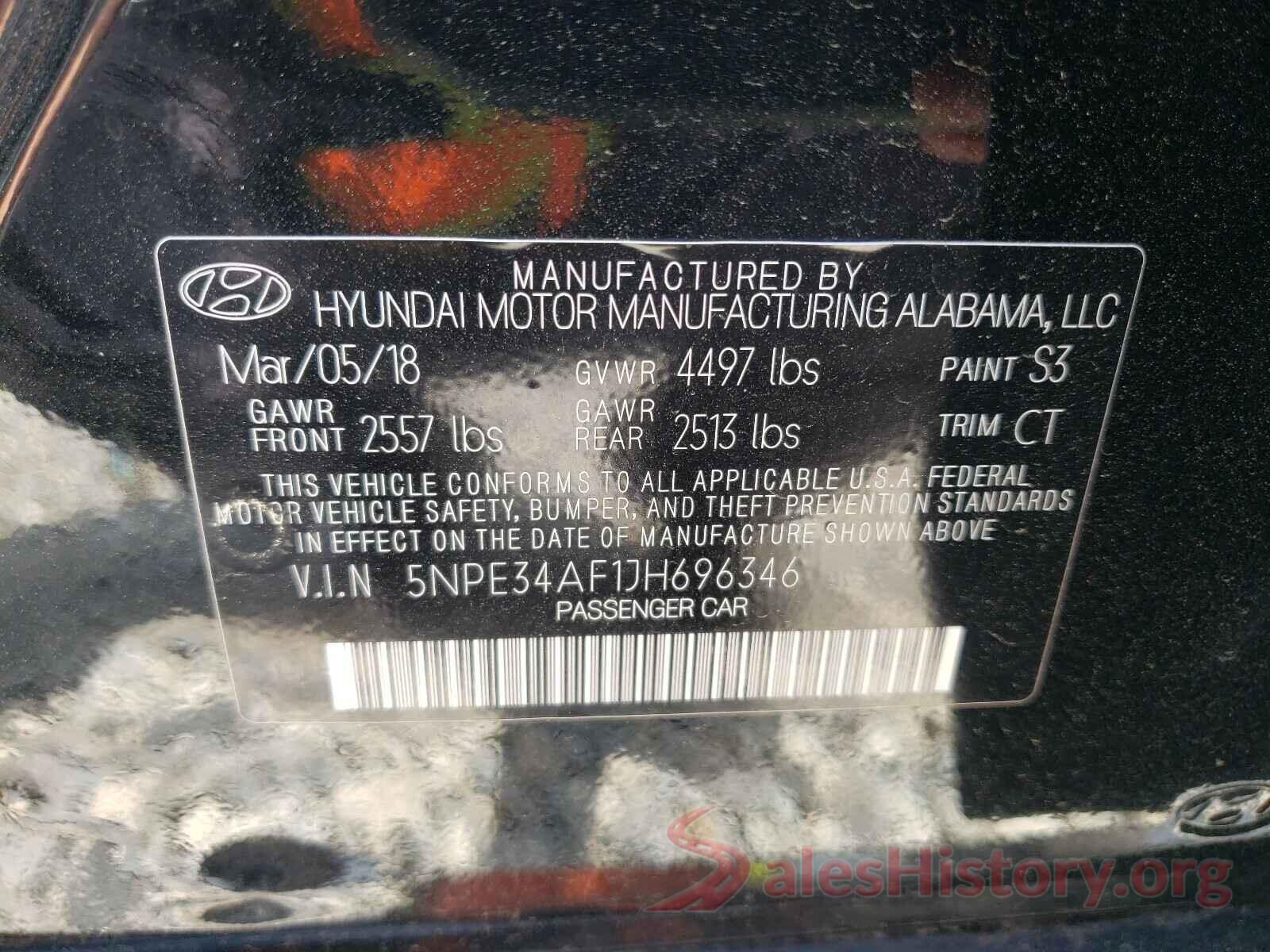 5NPE34AF1JH696346 2018 HYUNDAI SONATA