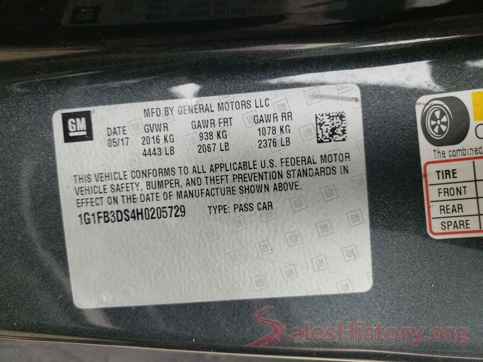 1G1FB3DS4H0205729 2017 CHEVROLET CAMARO