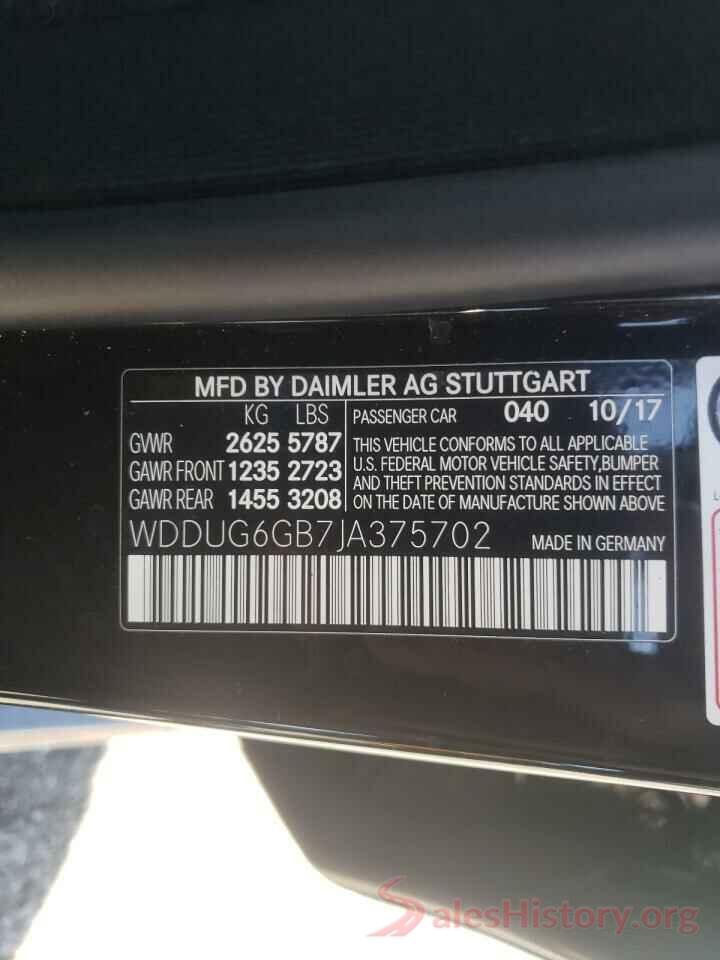 WDDUG6GB7JA375702 2018 MERCEDES-BENZ S-CLASS