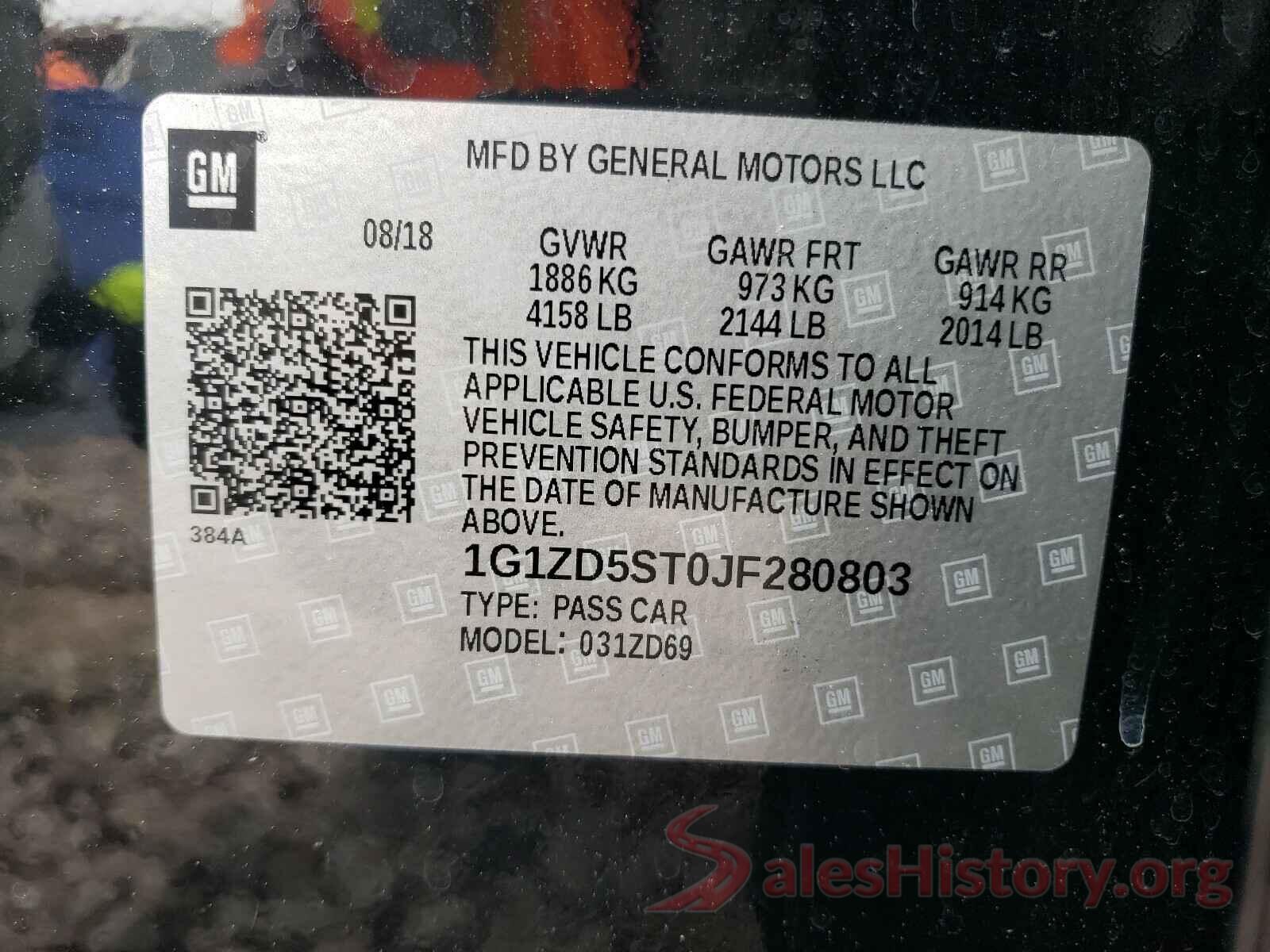 1G1ZD5ST0JF280803 2018 CHEVROLET MALIBU