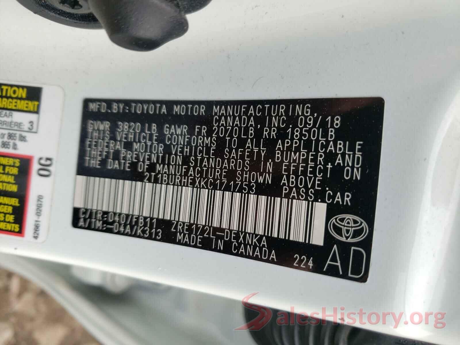 2T1BURHEXKC171753 2019 TOYOTA COROLLA