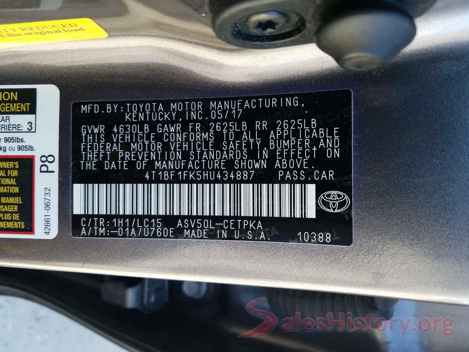 4T1BF1FK5HU434887 2017 TOYOTA CAMRY