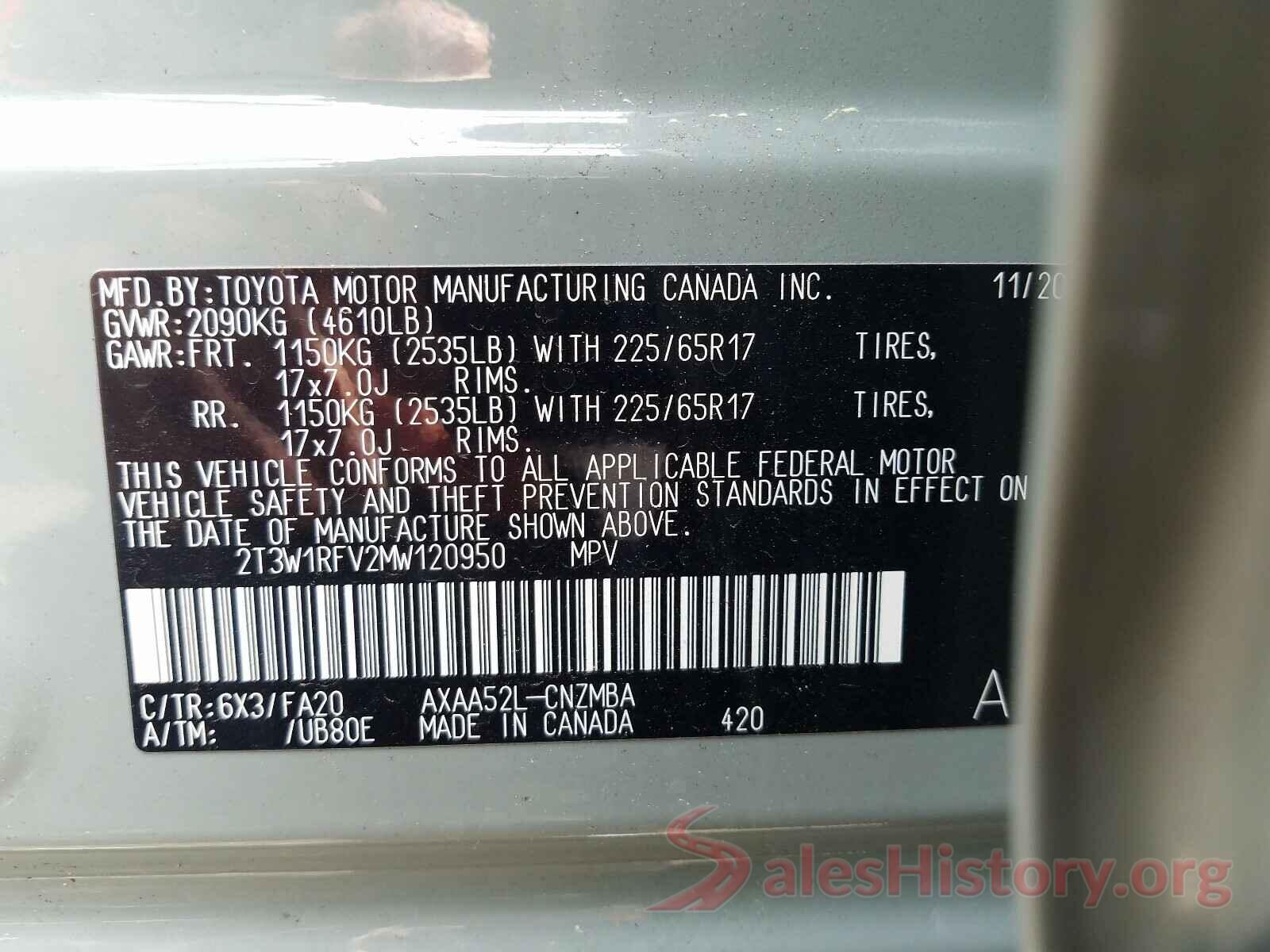 2T3W1RFV2MW120950 2021 TOYOTA RAV4