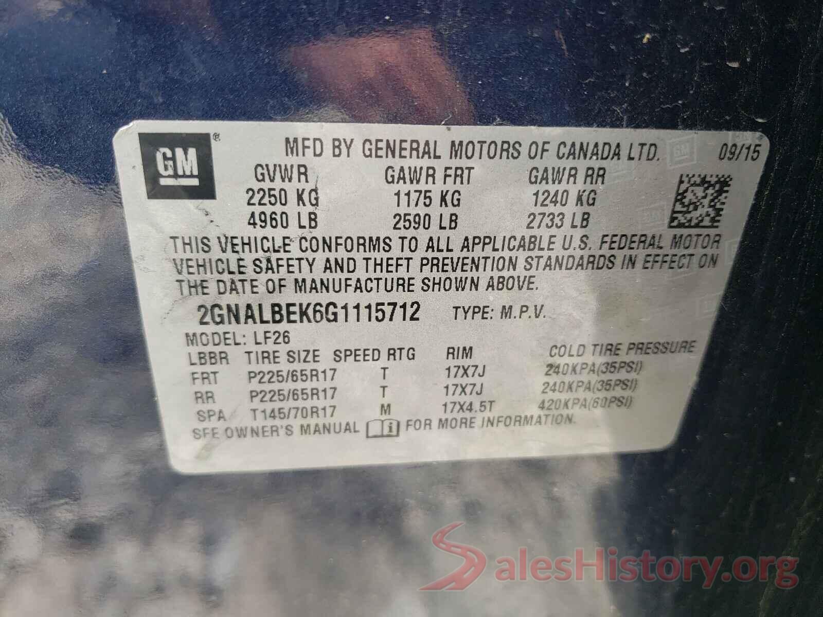 2GNALBEK6G1115712 2016 CHEVROLET EQUINOX