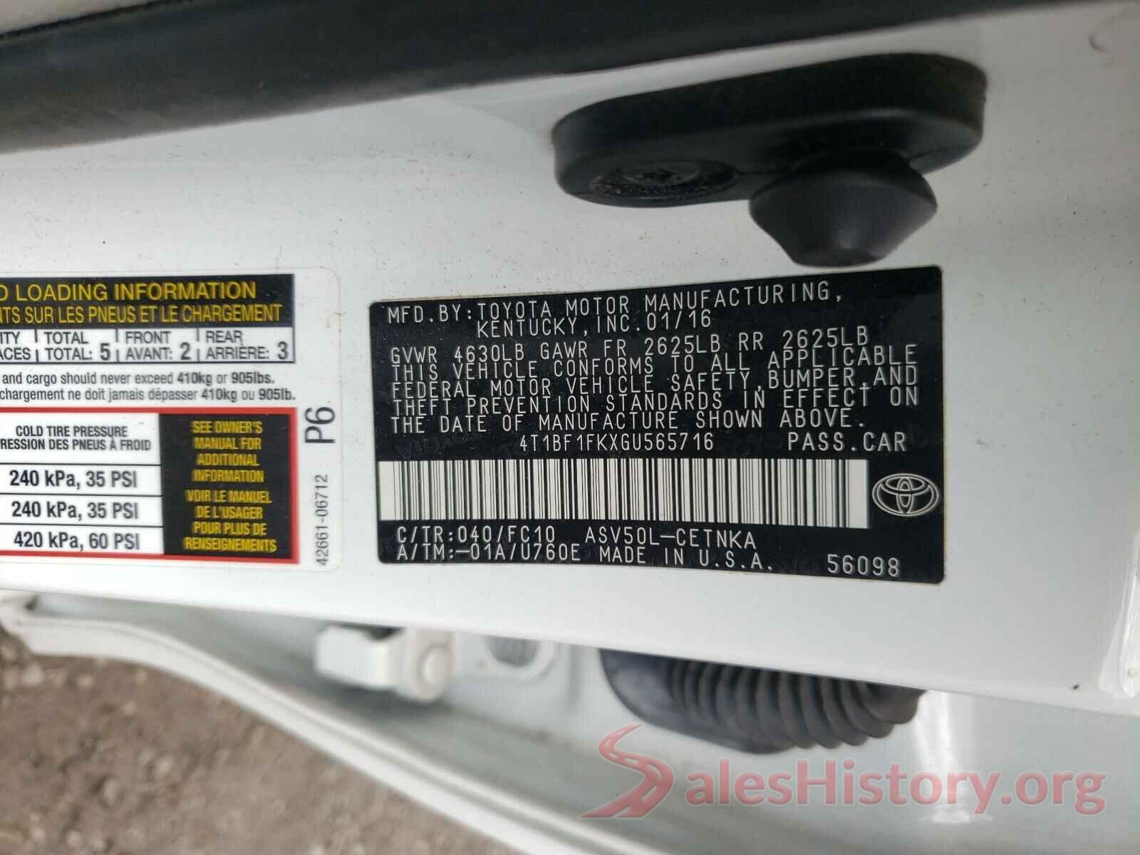 4T1BF1FKXGU565716 2016 TOYOTA CAMRY