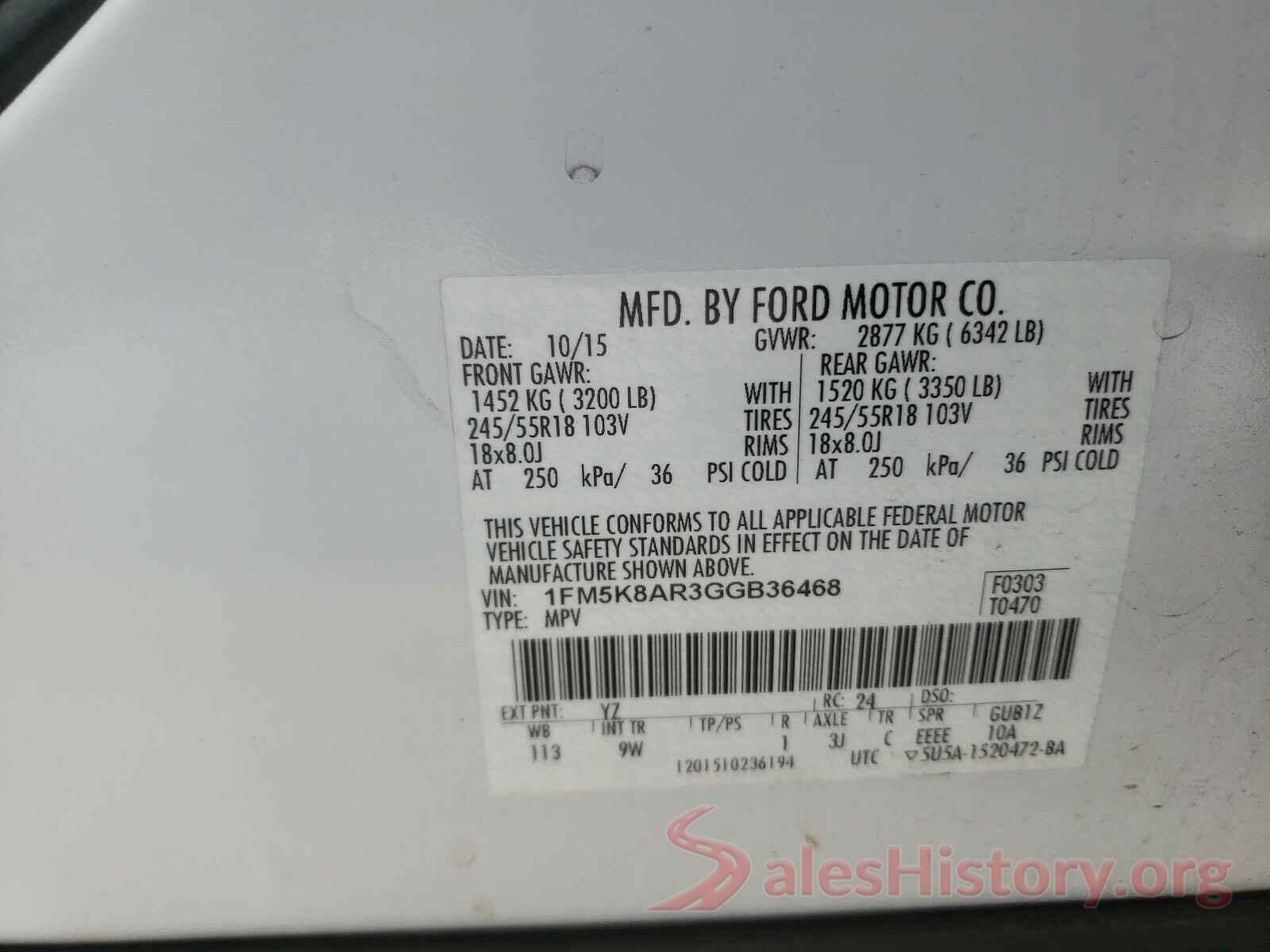 1FM5K8AR3GGB36468 2016 FORD EXPLORER