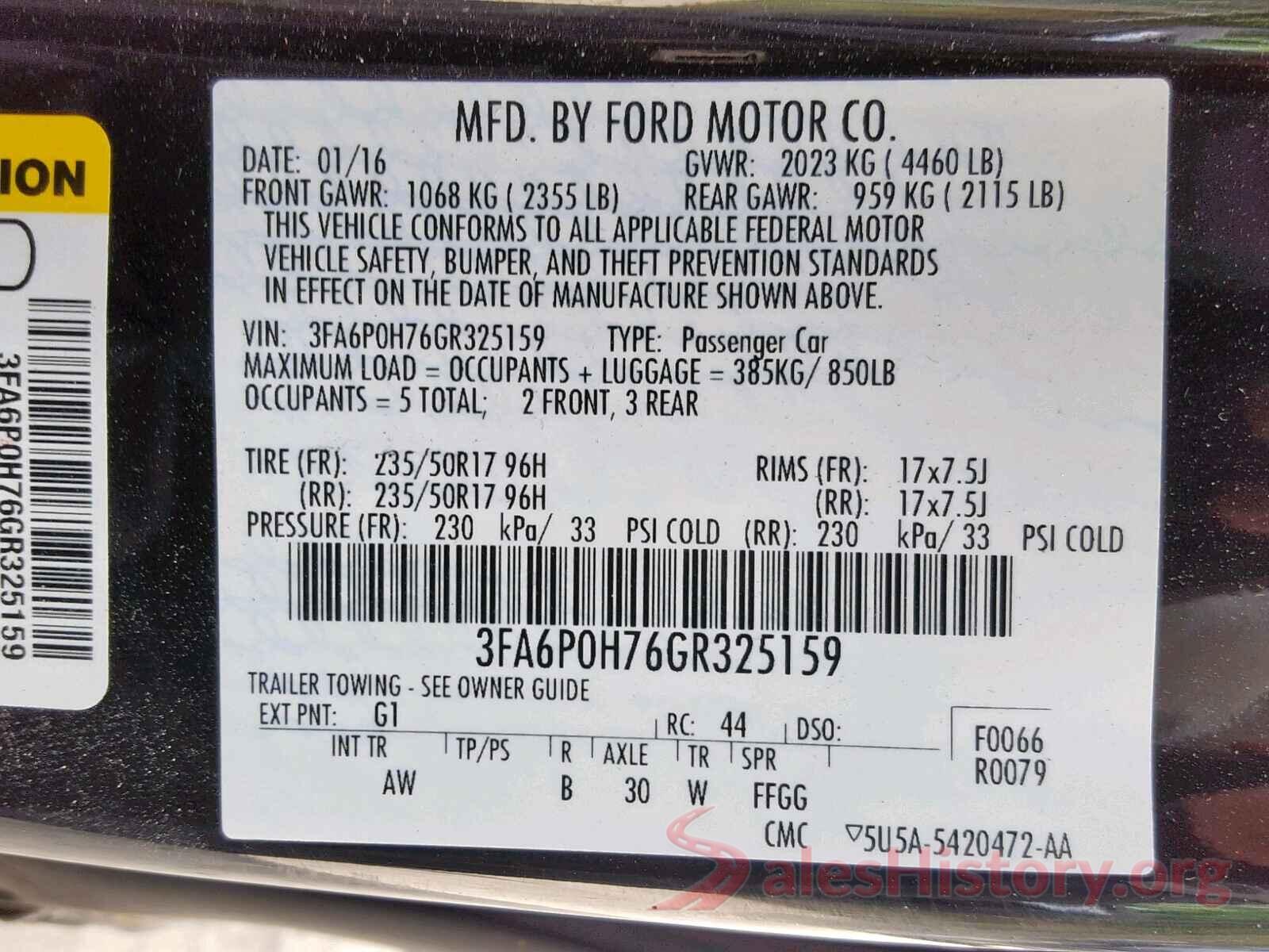 3FA6P0H76GR325159 2016 FORD FUSION SE