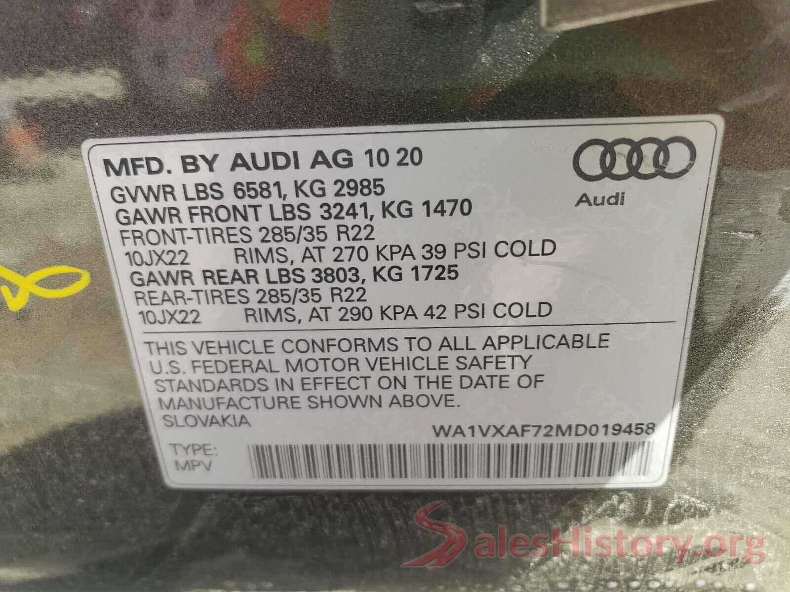 WA1VXAF72MD019458 2021 AUDI Q7