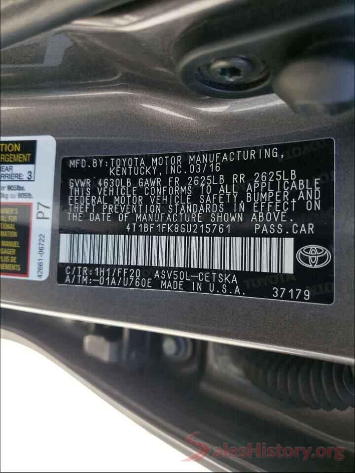 4T1BF1FK8GU215761 2016 TOYOTA CAMRY