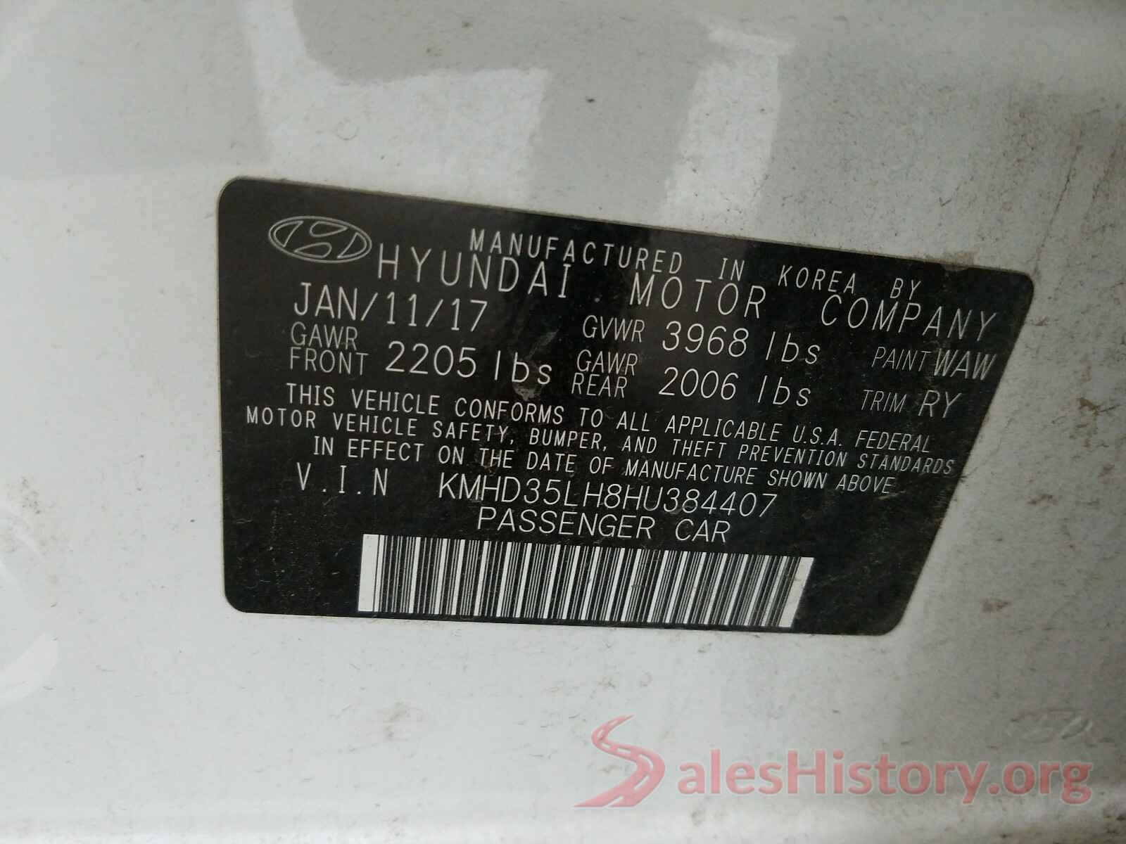 KMHD35LH8HU384407 2017 HYUNDAI ELANTRA