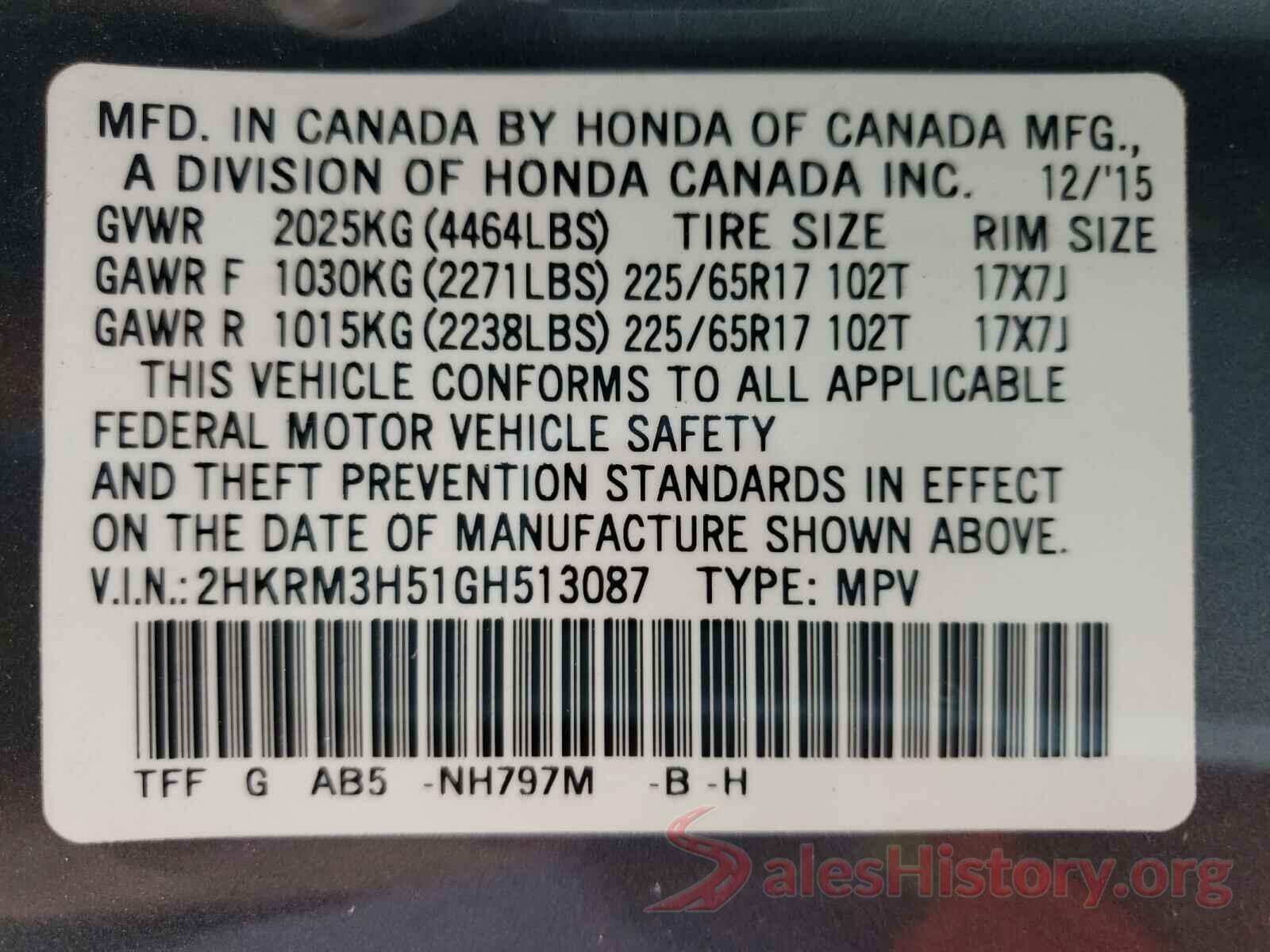 2HKRM3H51GH513087 2016 HONDA CRV