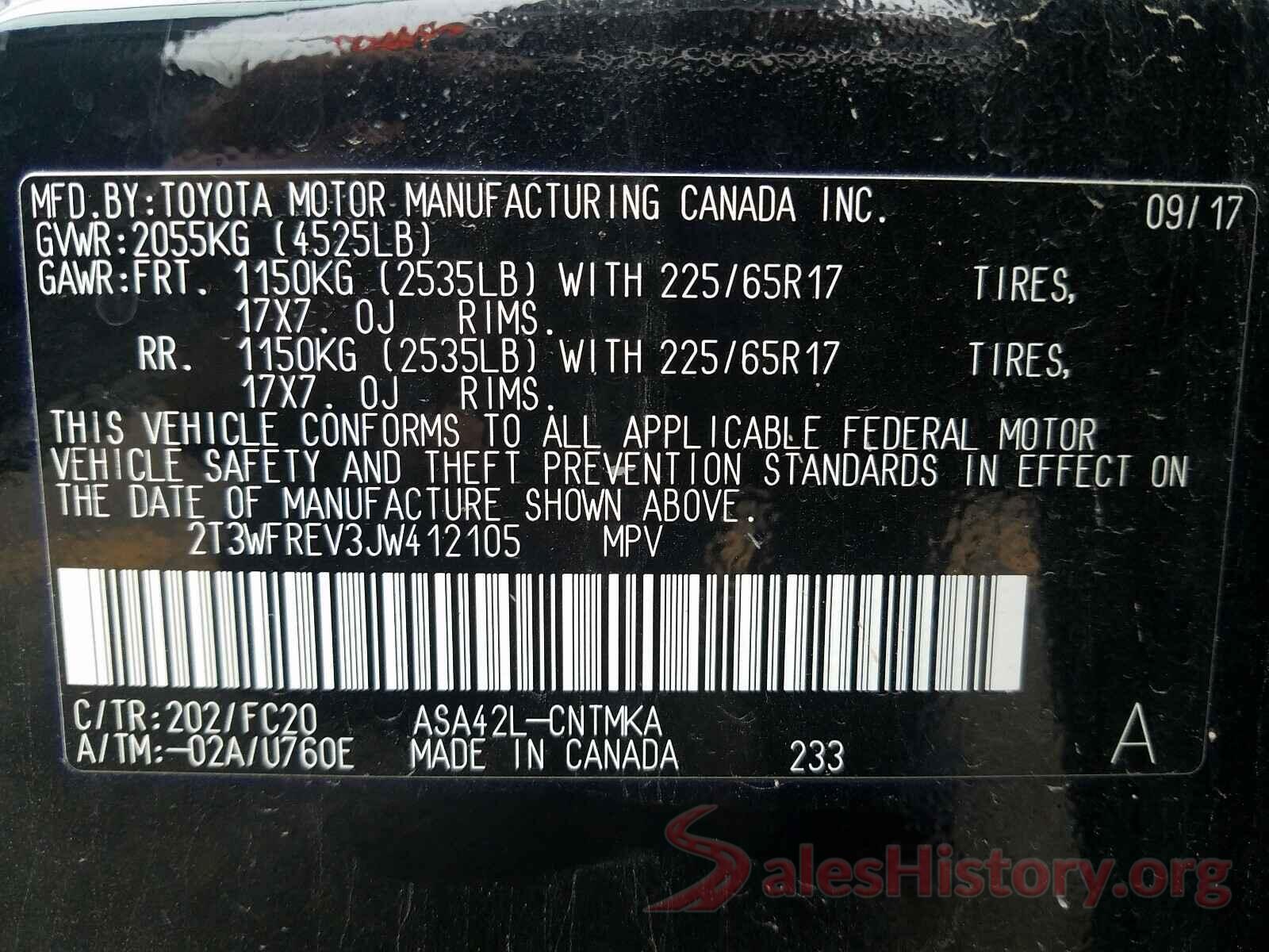 2T3WFREV3JW412105 2018 TOYOTA RAV4