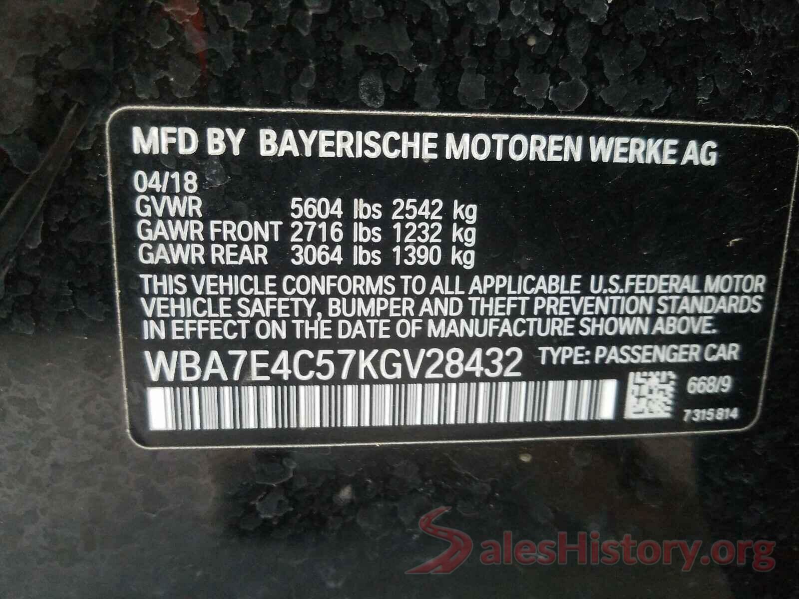 WBA7E4C57KGV28432 2019 BMW 7 SERIES