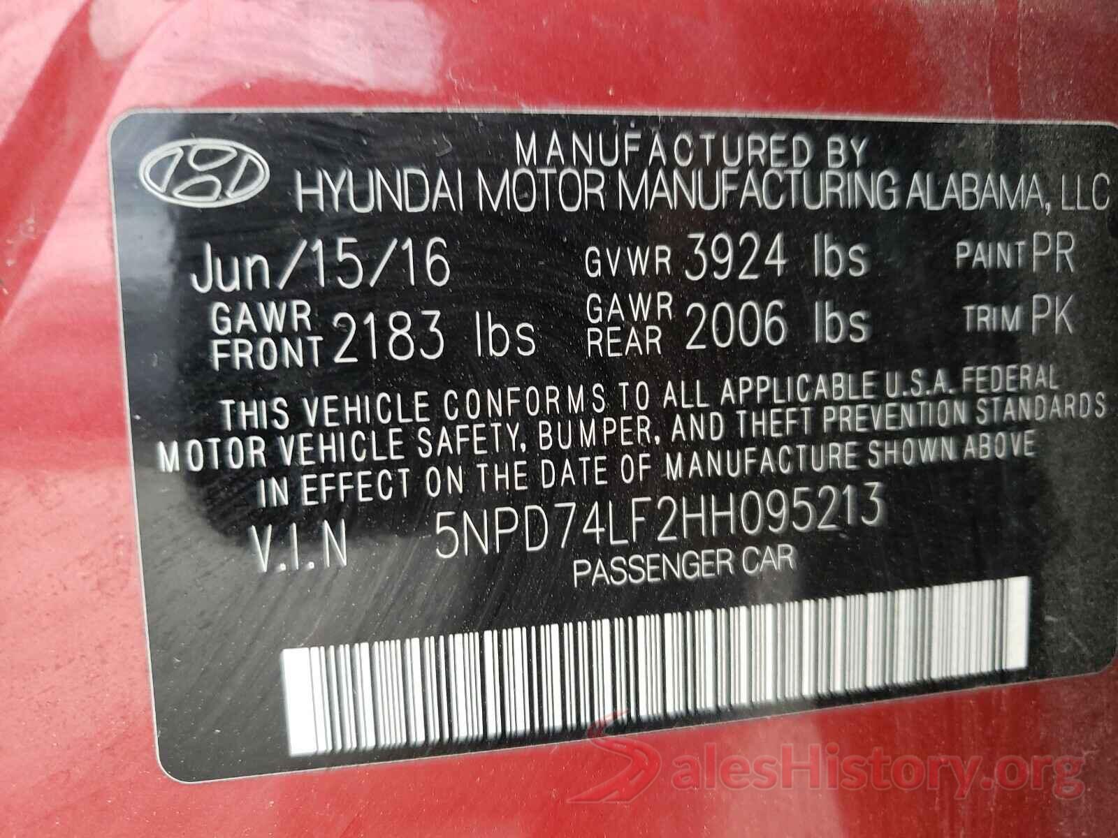 5NPD74LF2HH095213 2017 HYUNDAI ELANTRA