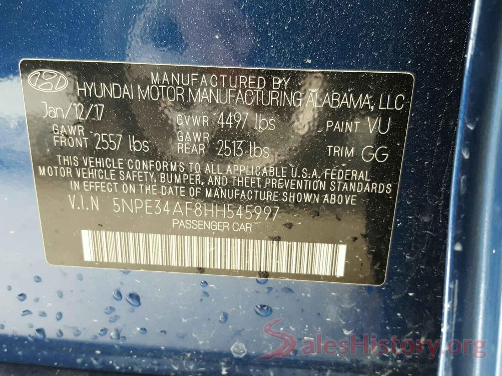 5NPE34AF8HH545997 2017 HYUNDAI SONATA