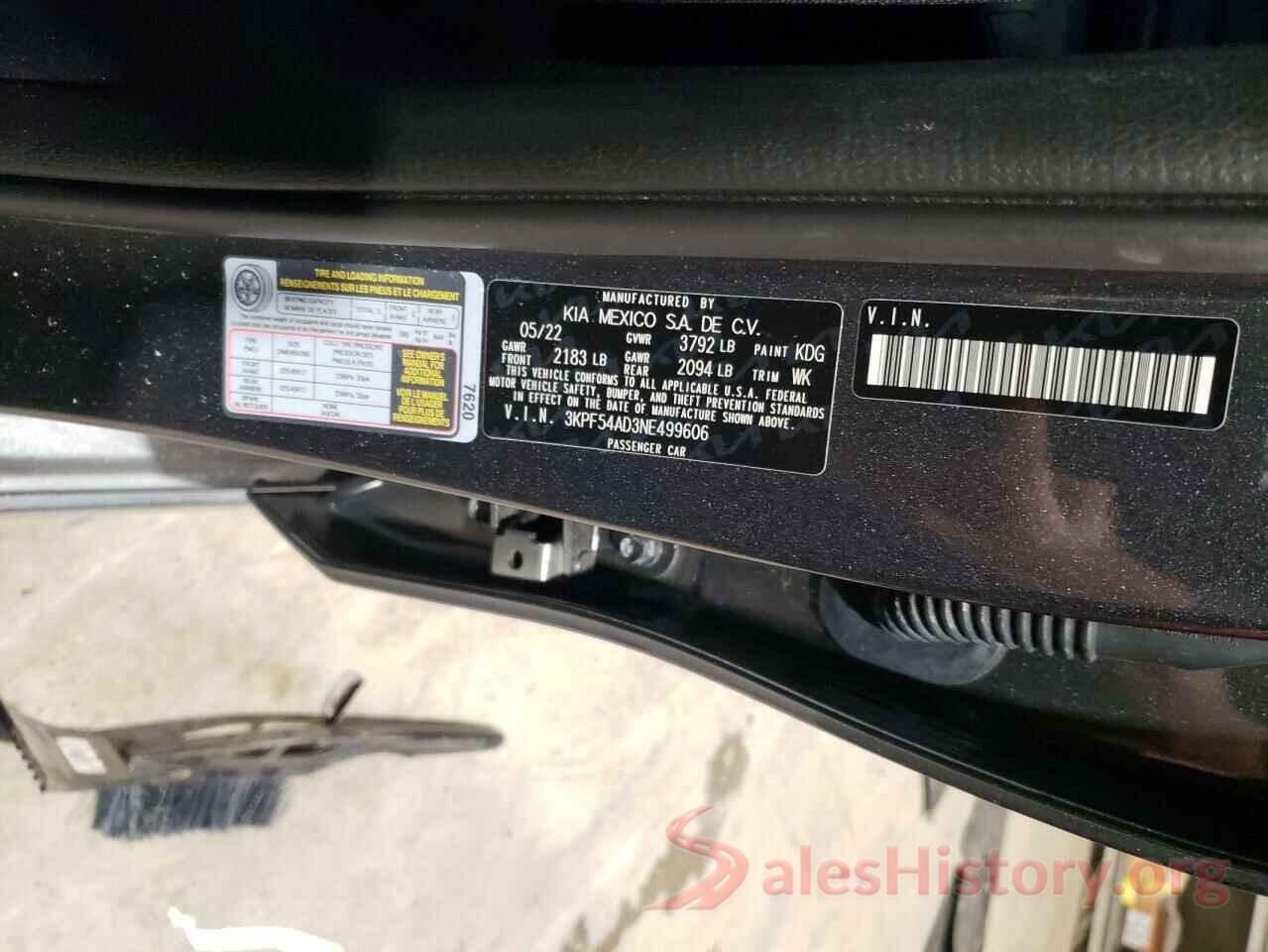 3KPF54AD3NE499606 2022 KIA FORTE