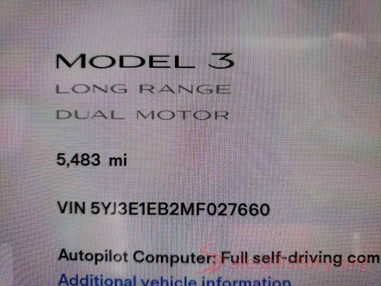 5YJ3E1EB2MF027660 2021 TESLA MODEL 3