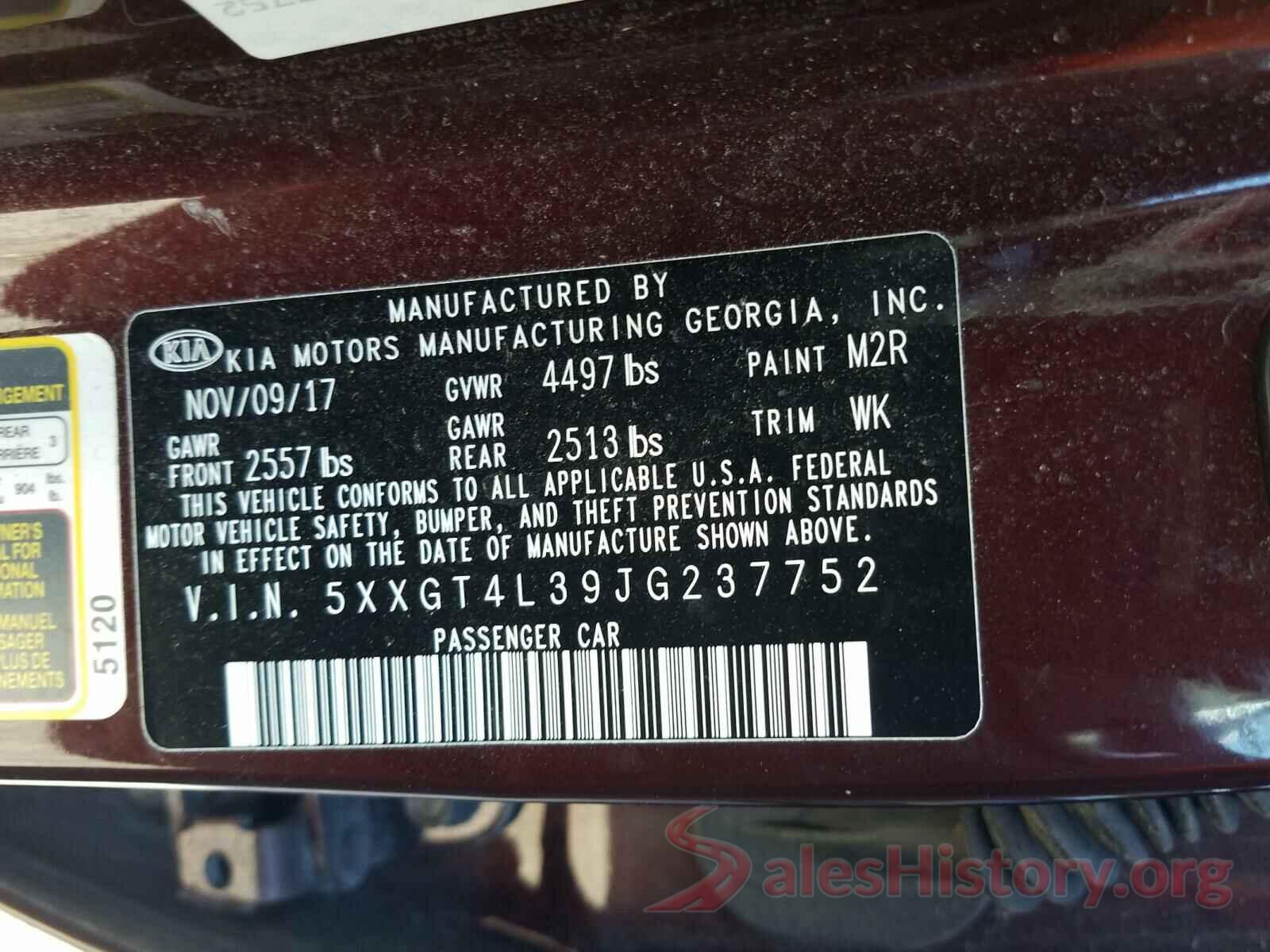 5XXGT4L39JG237752 2018 KIA OPTIMA