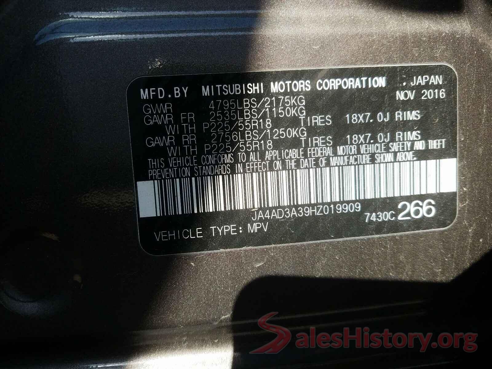 JA4AD3A39HZ019909 2017 MITSUBISHI OUTLANDER