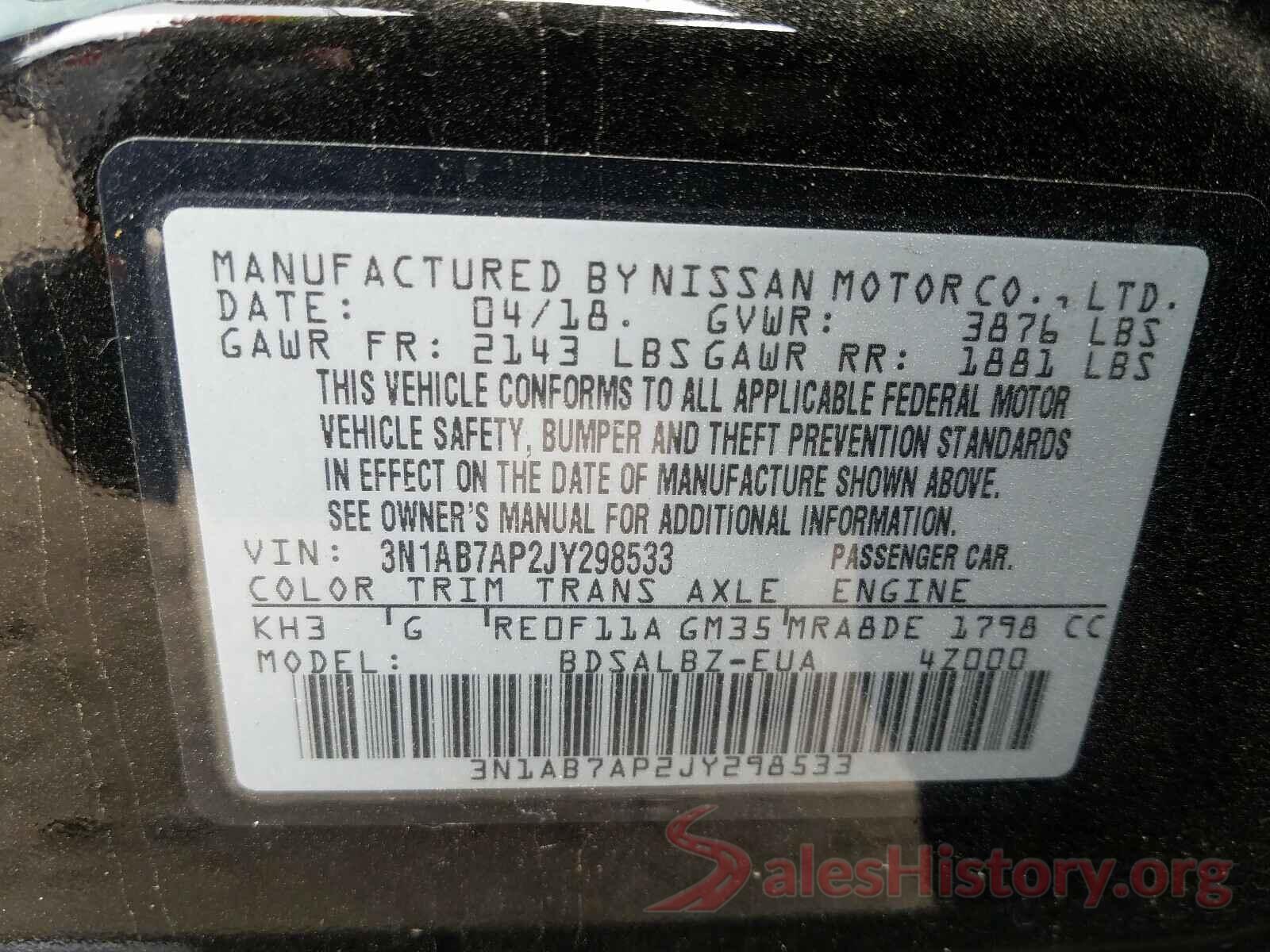 3N1AB7AP2JY298533 2018 NISSAN SENTRA