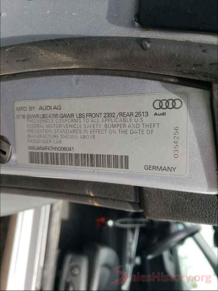 WAUANAF47HN006041 2017 AUDI A4