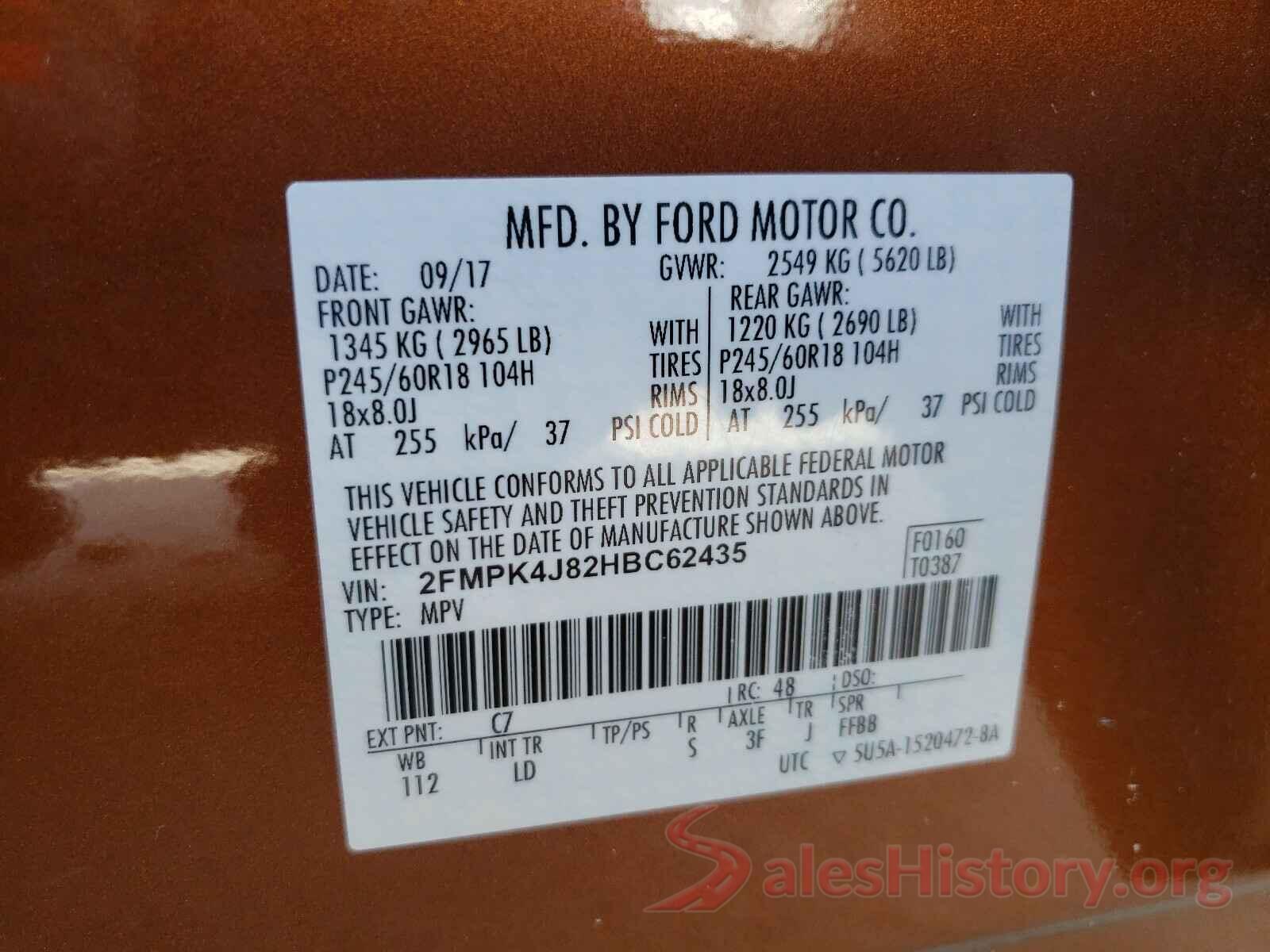 2FMPK4J82HBC62435 2017 FORD EDGE