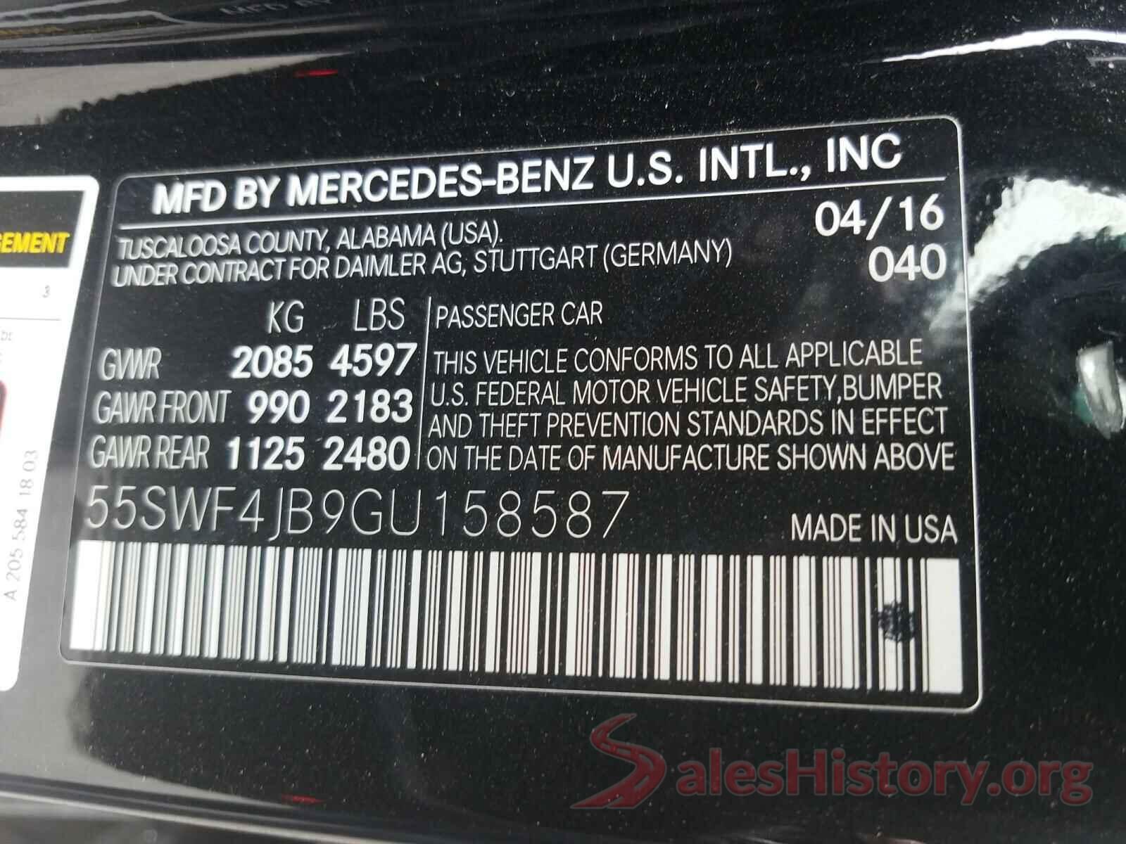 55SWF4JB9GU158587 2016 MERCEDES-BENZ C CLASS