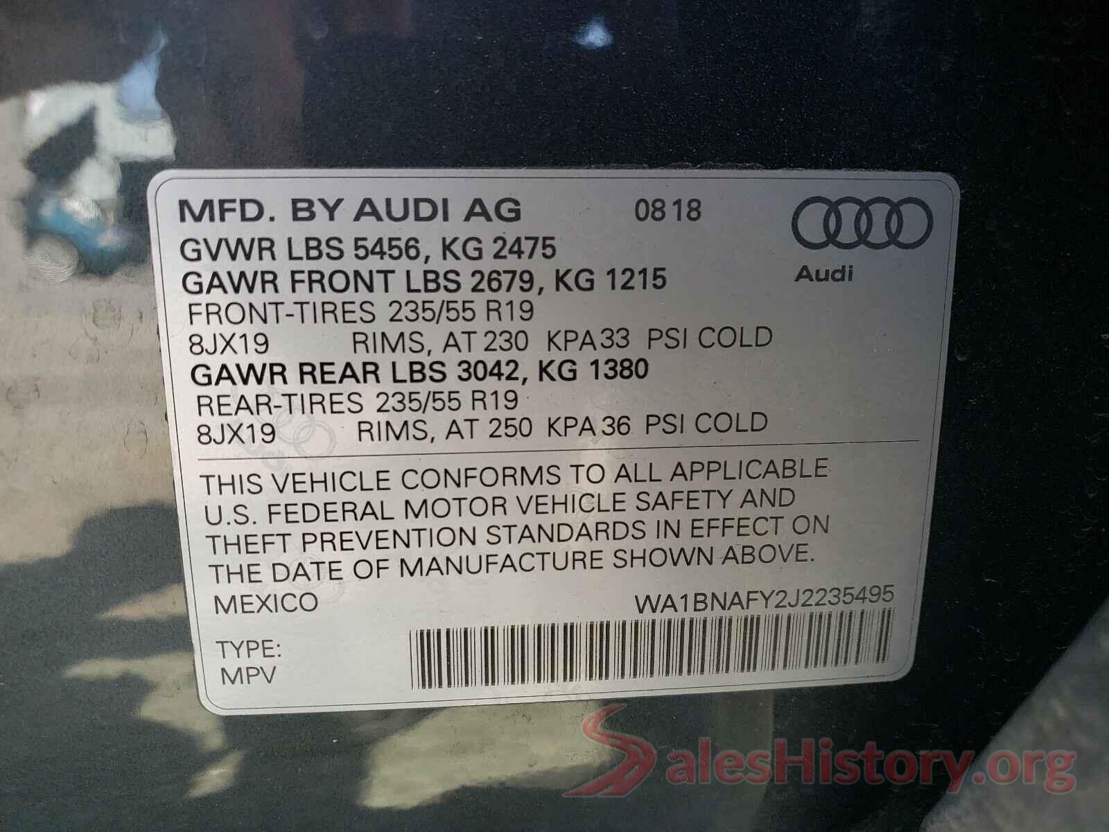 WA1BNAFY2J2235495 2018 AUDI Q5