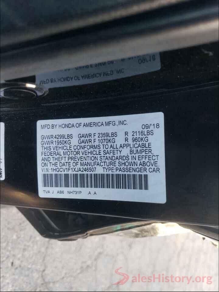 1HGCV1F1XJA246507 2018 HONDA ACCORD