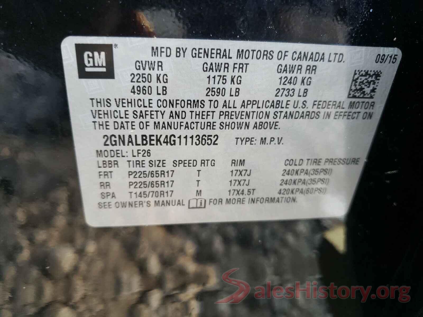 2GNALBEK4G1113652 2016 CHEVROLET EQUINOX