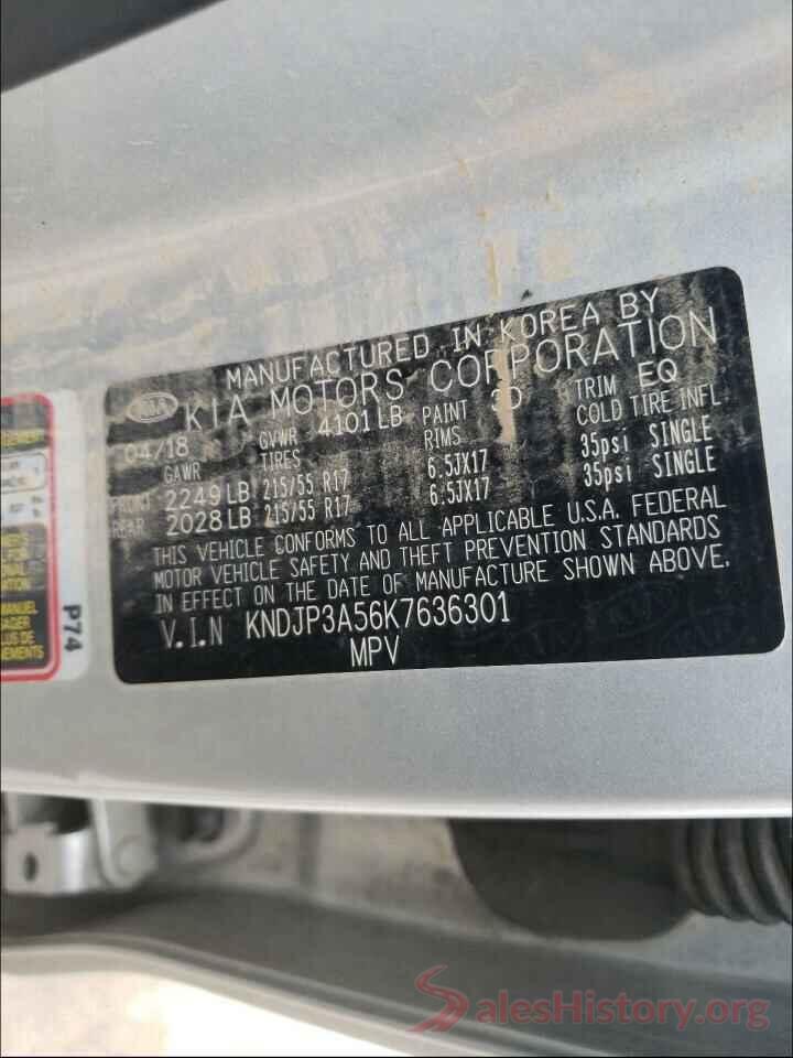 KNDJP3A56K7636301 2019 KIA SOUL