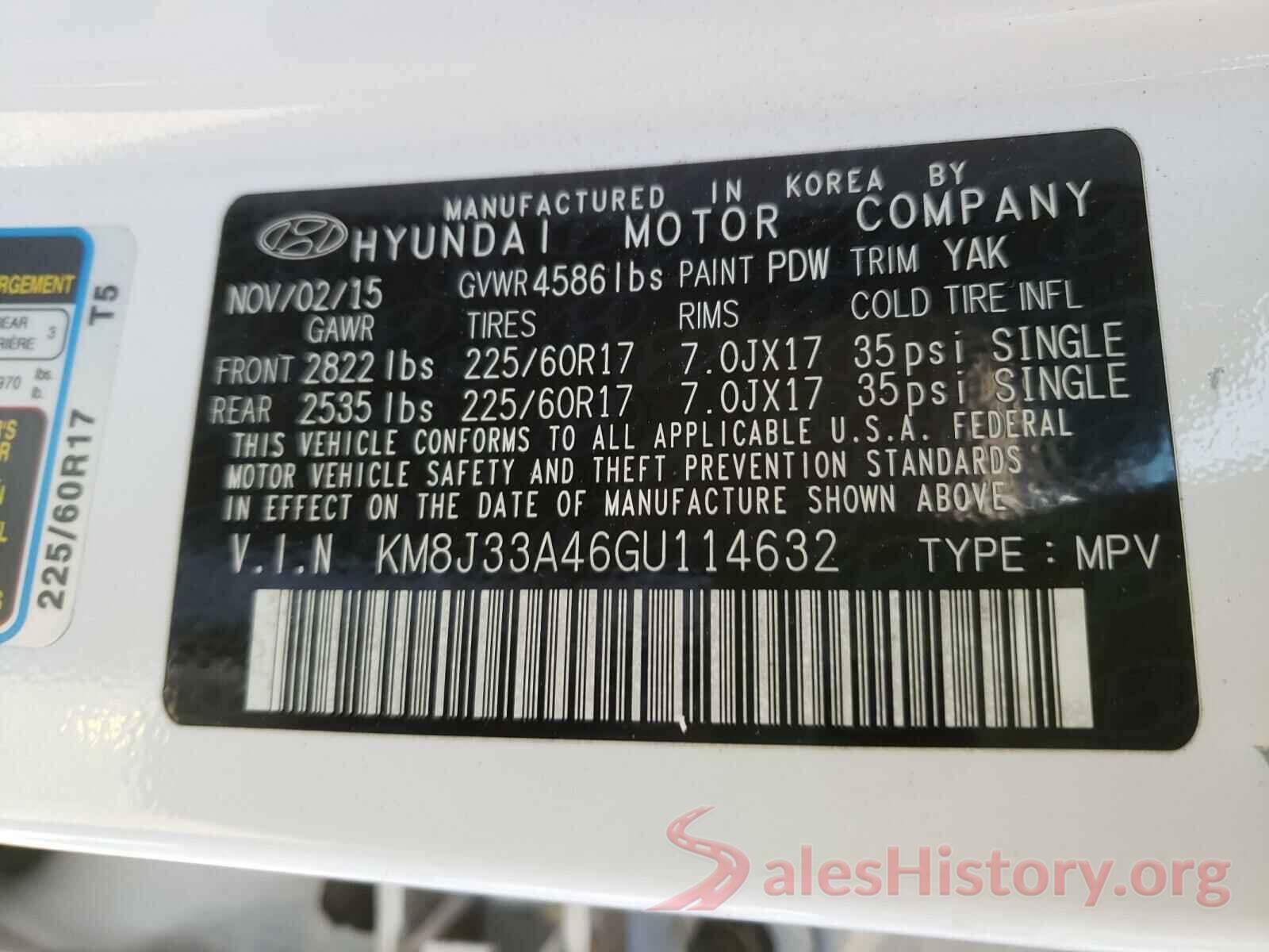 KM8J33A46GU114632 2016 HYUNDAI TUCSON