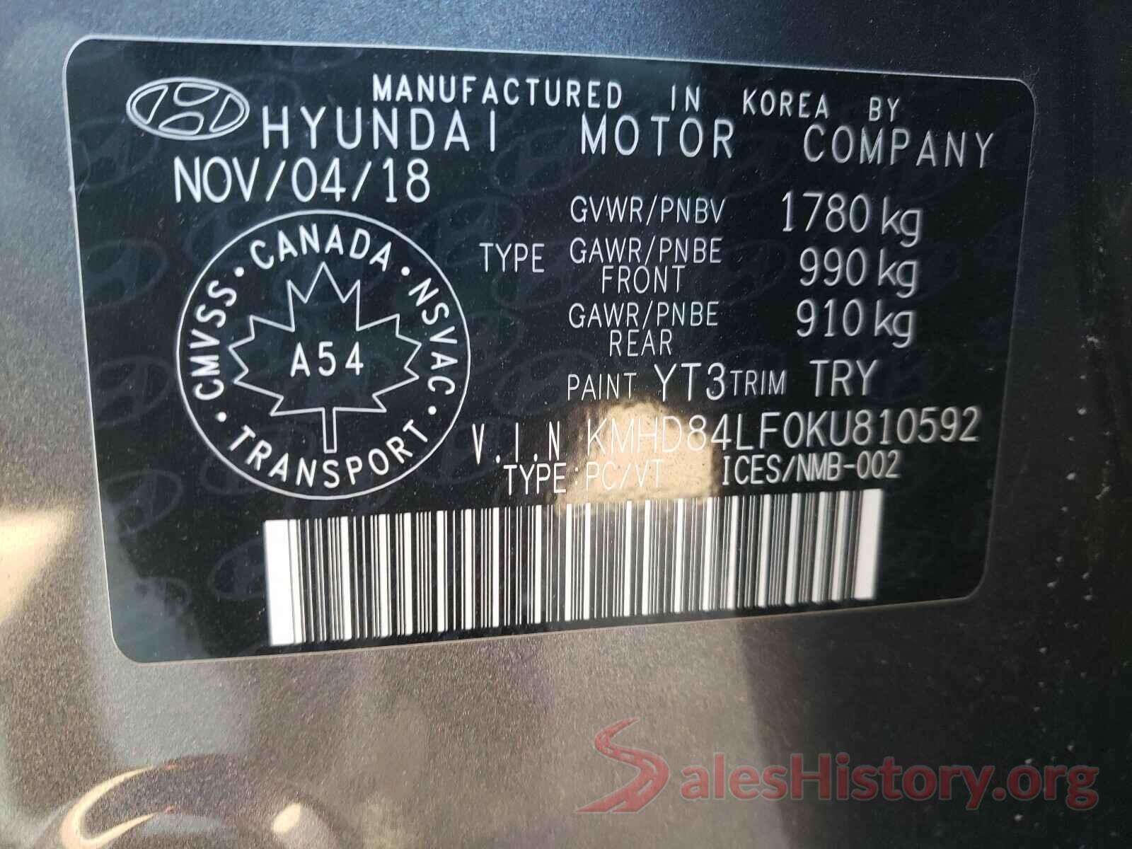 KMHD84LF0KU810592 2019 HYUNDAI ELANTRA