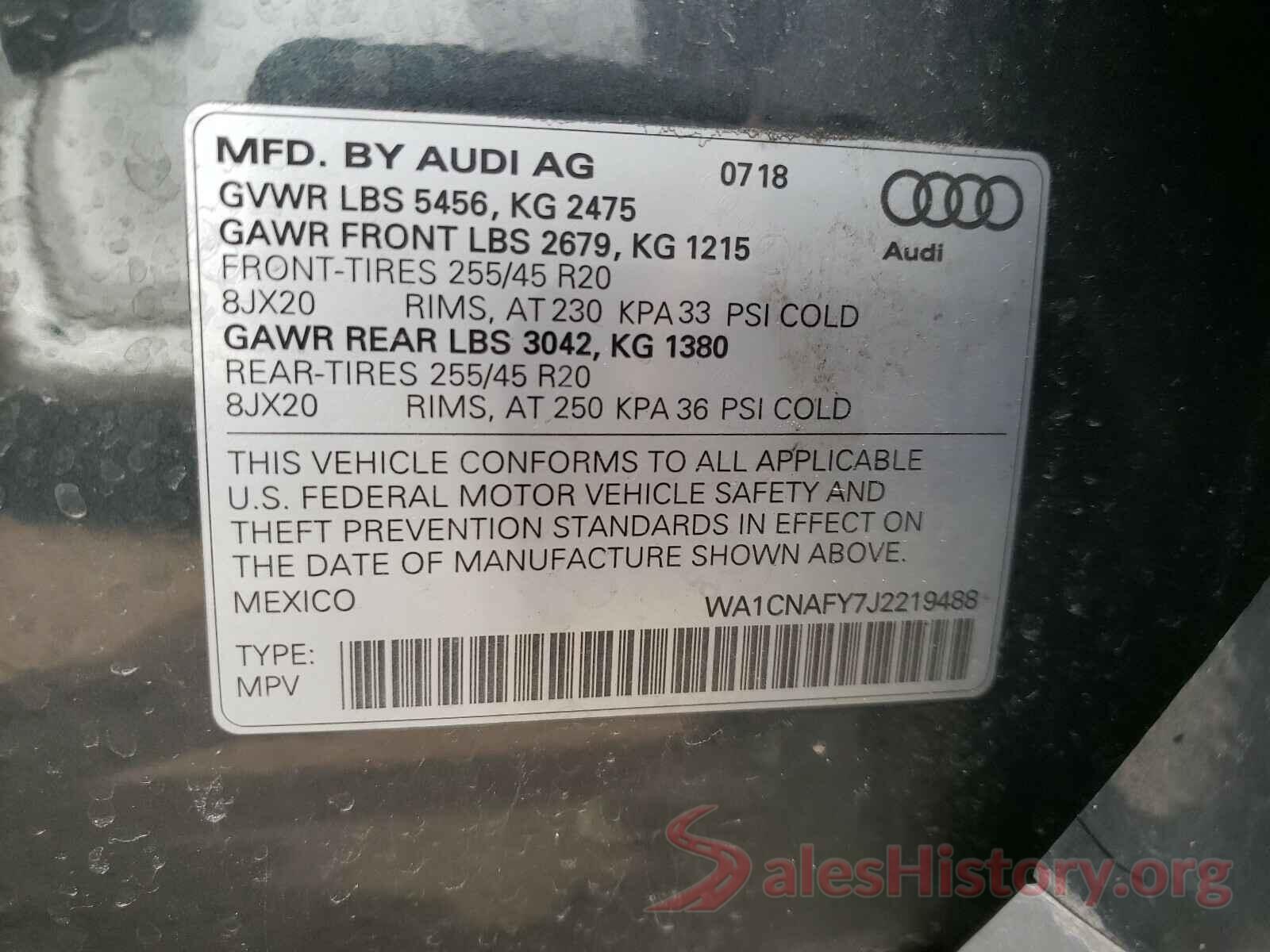 WA1CNAFY7J2219488 2018 AUDI Q5