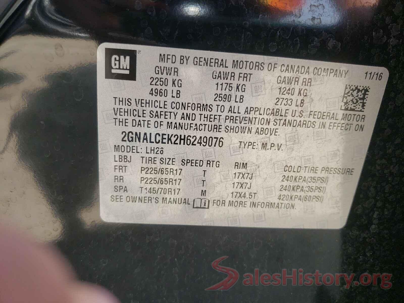 2GNALCEK2H6249076 2017 CHEVROLET EQUINOX