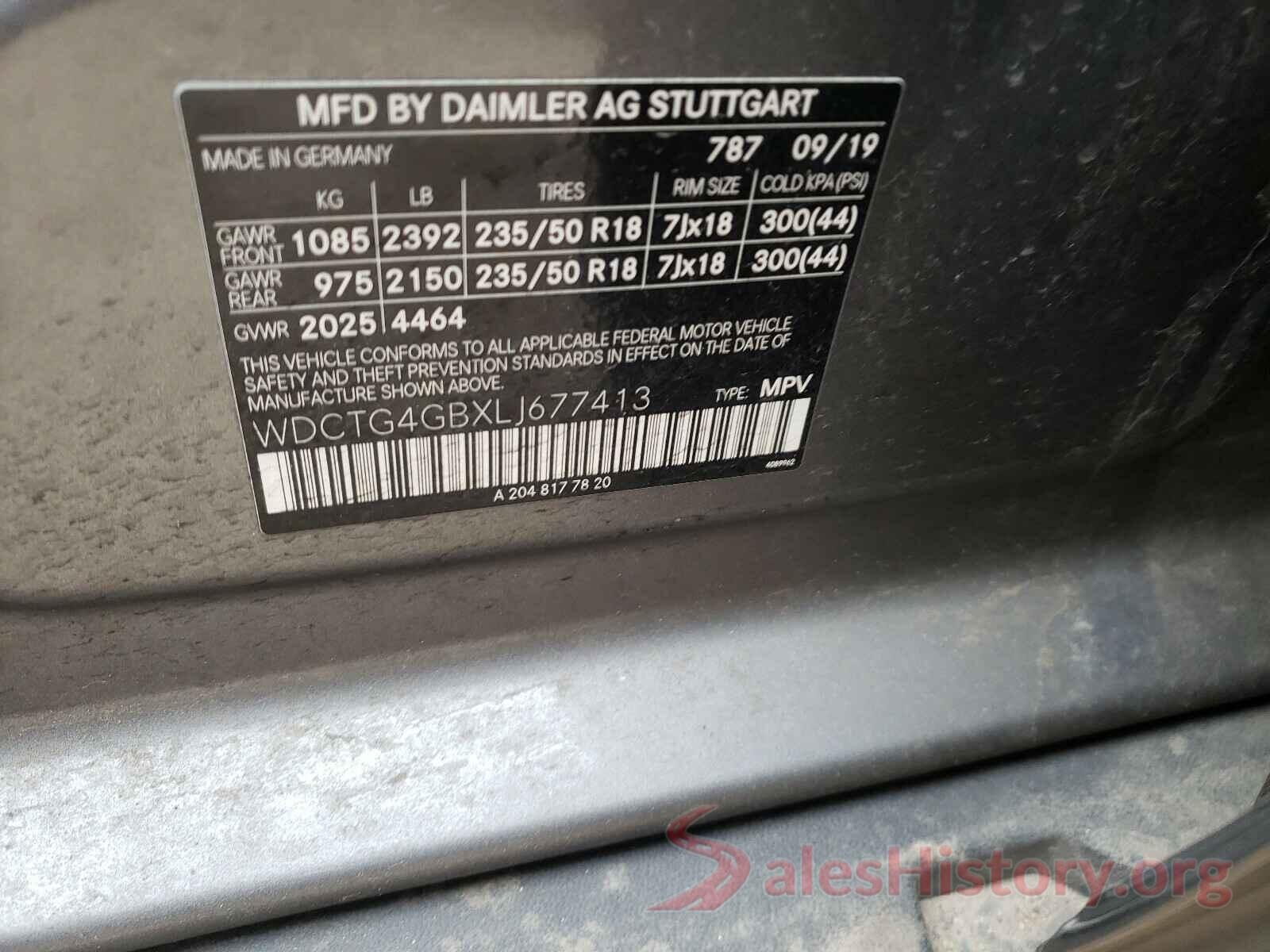 WDCTG4GBXLJ677413 2020 MERCEDES-BENZ G CLASS