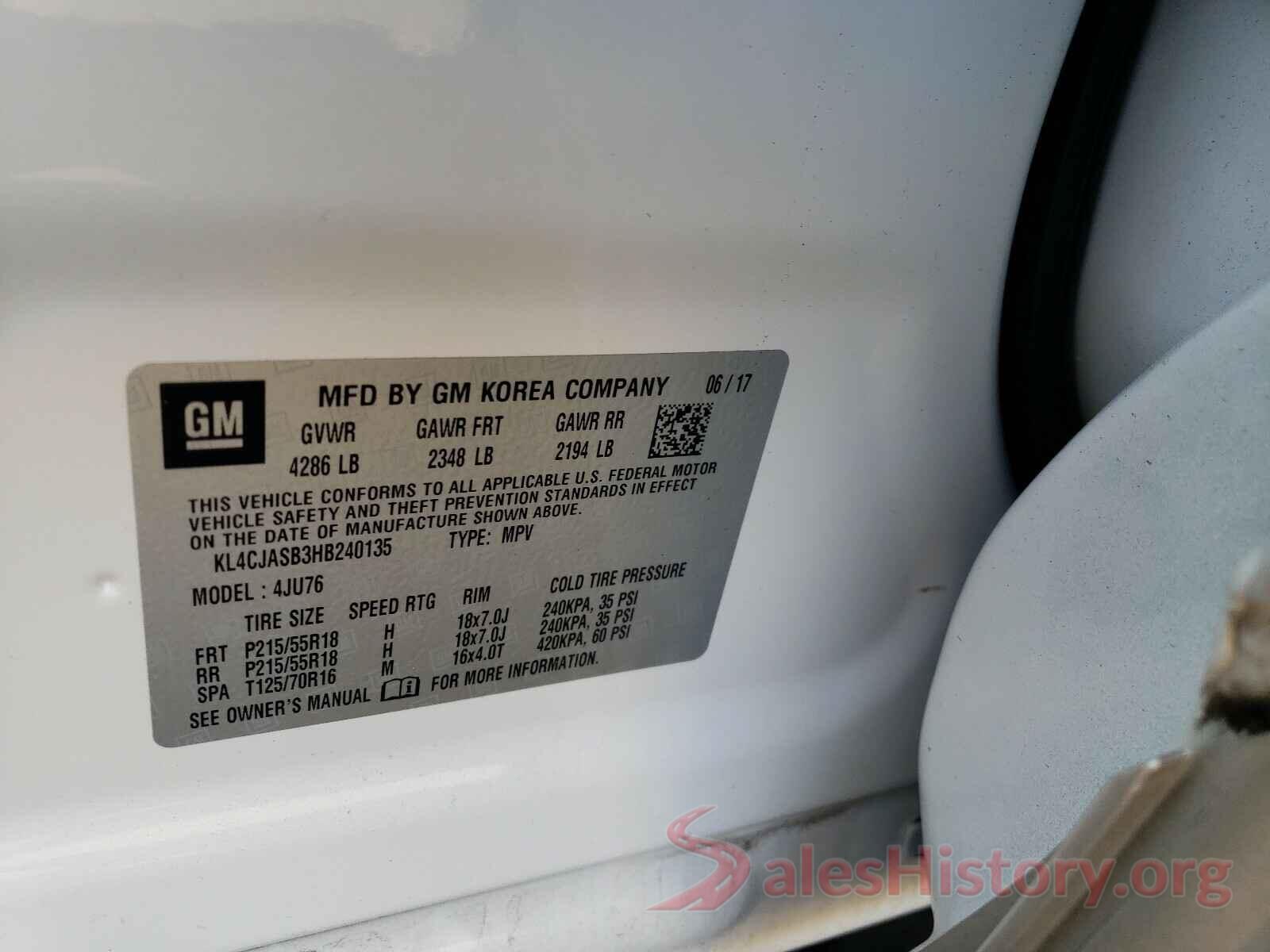 KL4CJASB3HB240135 2017 BUICK ENCORE