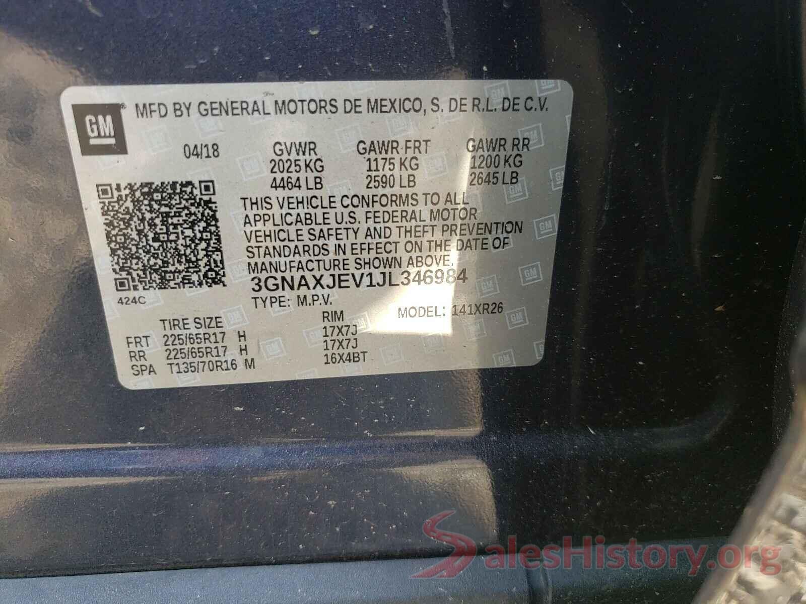 3GNAXJEV1JL346984 2018 CHEVROLET EQUINOX