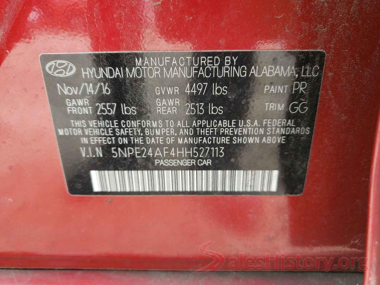 5NPE24AF4HH527113 2017 HYUNDAI SONATA