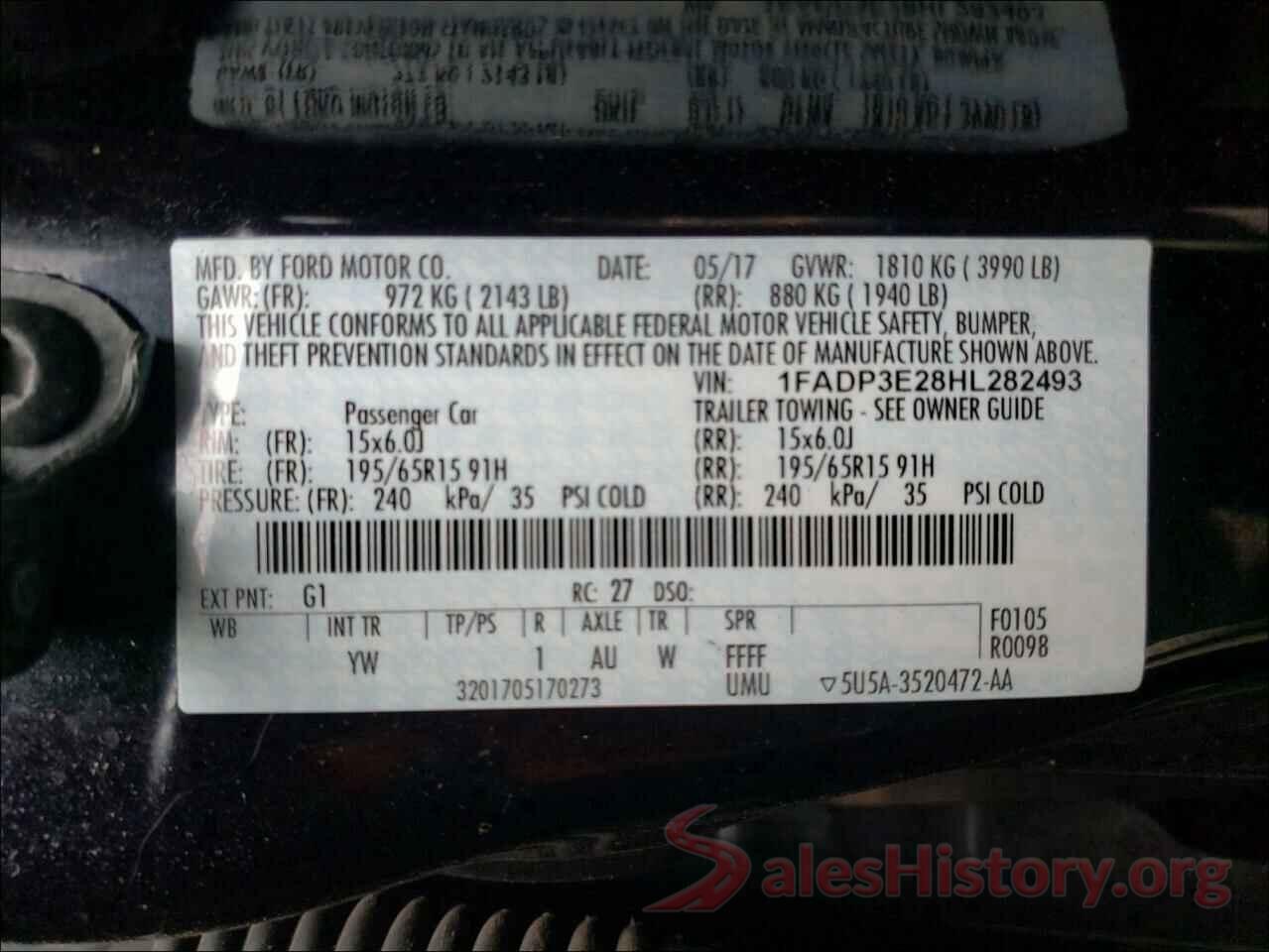 1FADP3E28HL282493 2017 FORD FOCUS